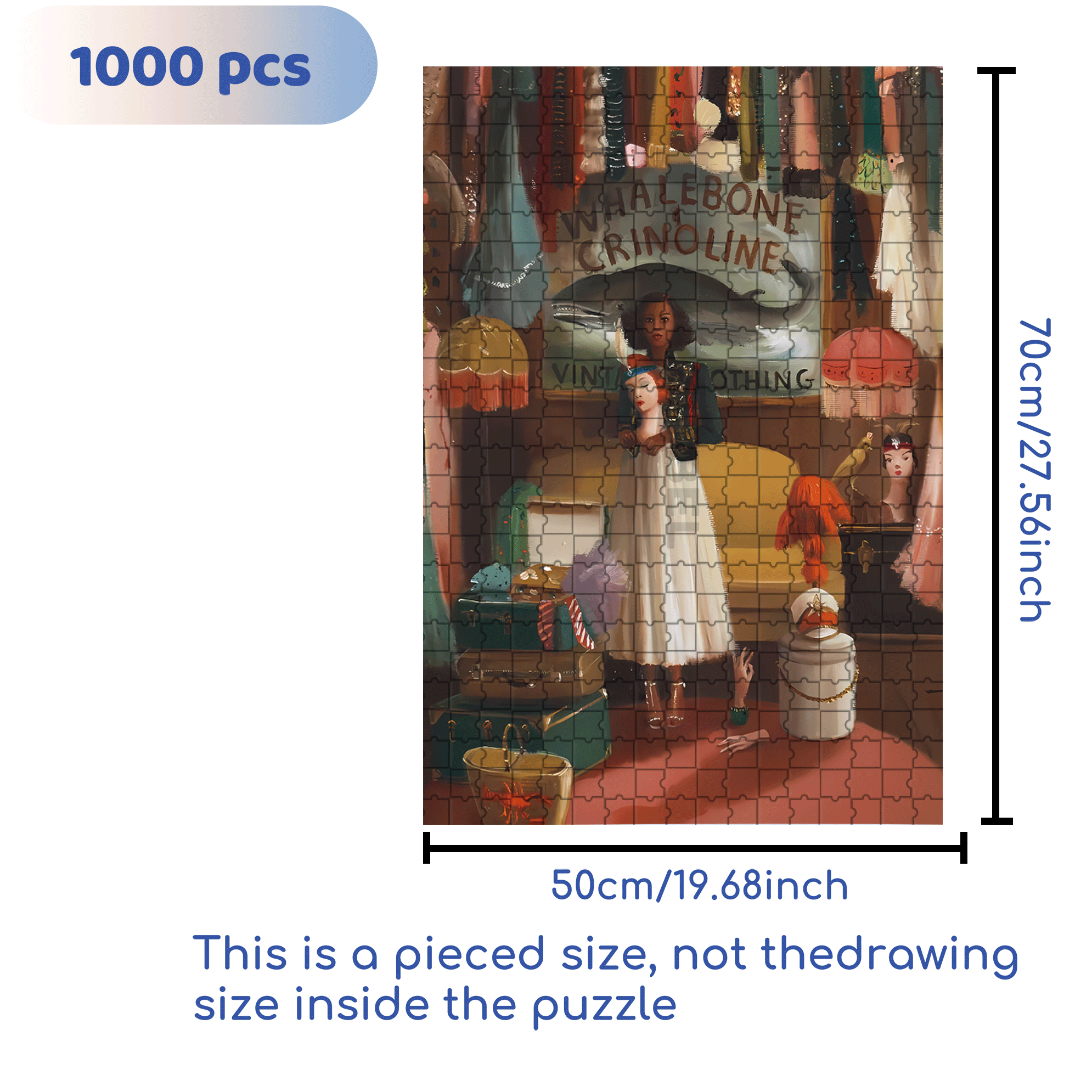 Whalebone and Crinoline 500pcs/1000pcs Jigsaw Puzzle, Scratch-Resistant, Interactive Family Game & Brain-Boosting DIY Decor, Perfect for Halloween, Christmas & New Year Gifts, Family Puzzle Game