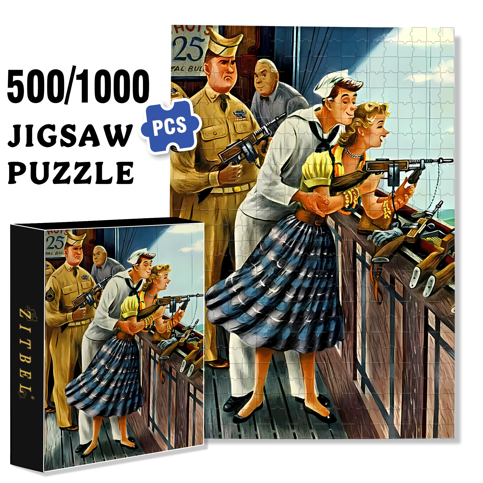 Win A Prize 500pcs/1000pcs Jigsaw Puzzle, Scratch-Resistant, Interactive Family Game & Brain-Boosting DIY Decor, Perfect for Halloween, Christmas & New Year Gifts, Family Puzzle Game