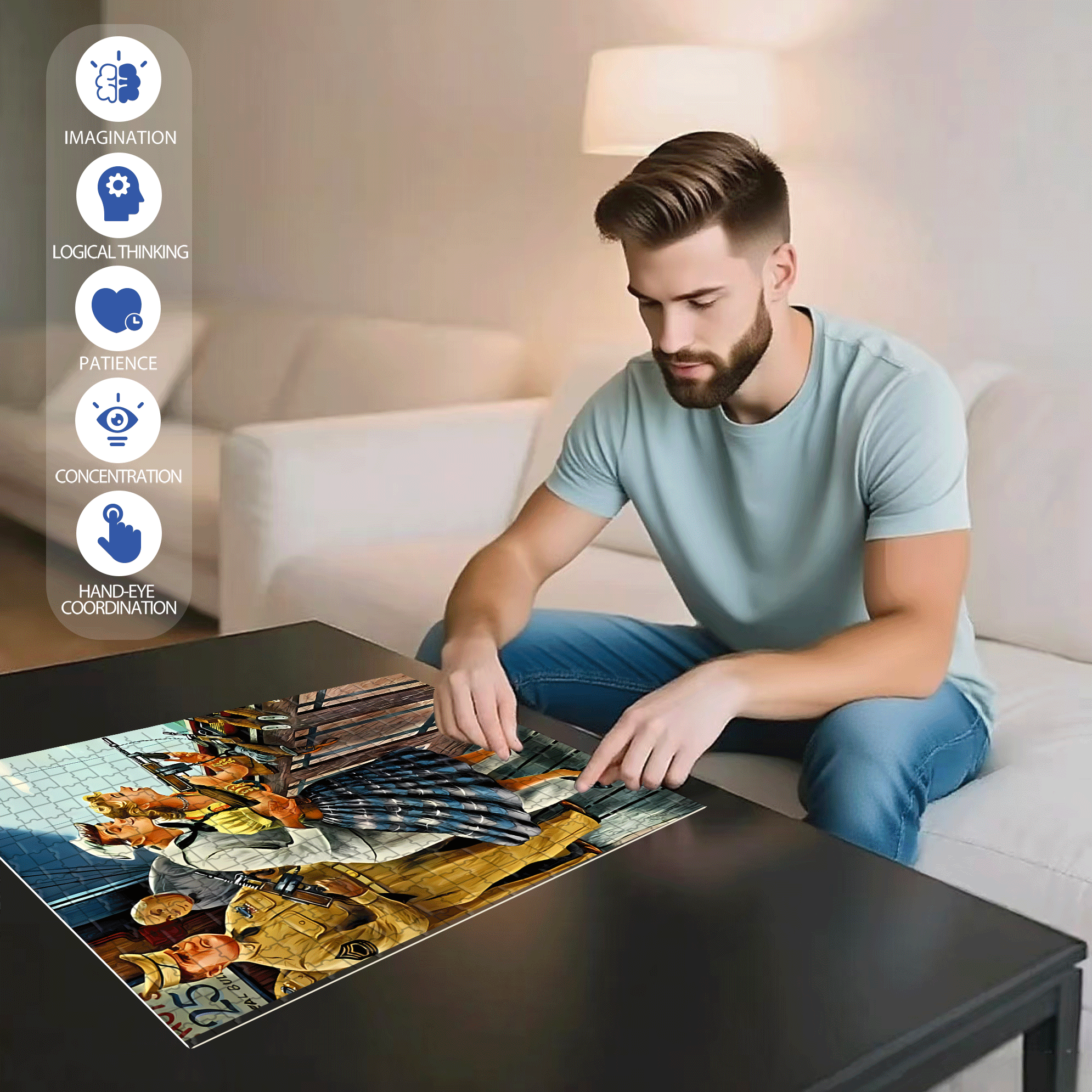Win A Prize 500pcs/1000pcs Jigsaw Puzzle, Scratch-Resistant, Interactive Family Game & Brain-Boosting DIY Decor, Perfect for Halloween, Christmas & New Year Gifts, Family Puzzle Game