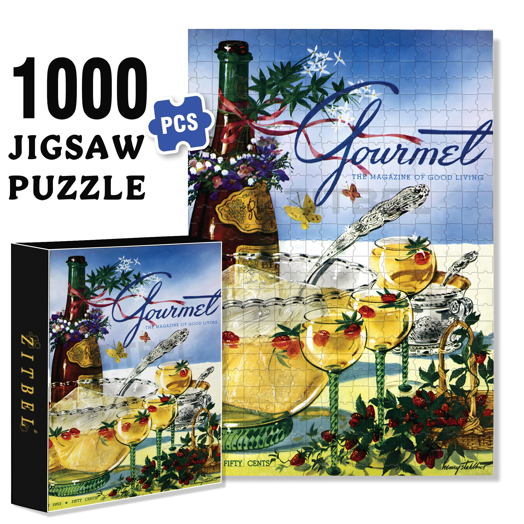 Wine Punch 500pcs/1000pcs Jigsaw Puzzle, Scratch-Resistant, Interactive Family Game & Brain-Boosting DIY Decor, Perfect for Halloween, Christmas & New Year Gifts, Family Puzzle Game