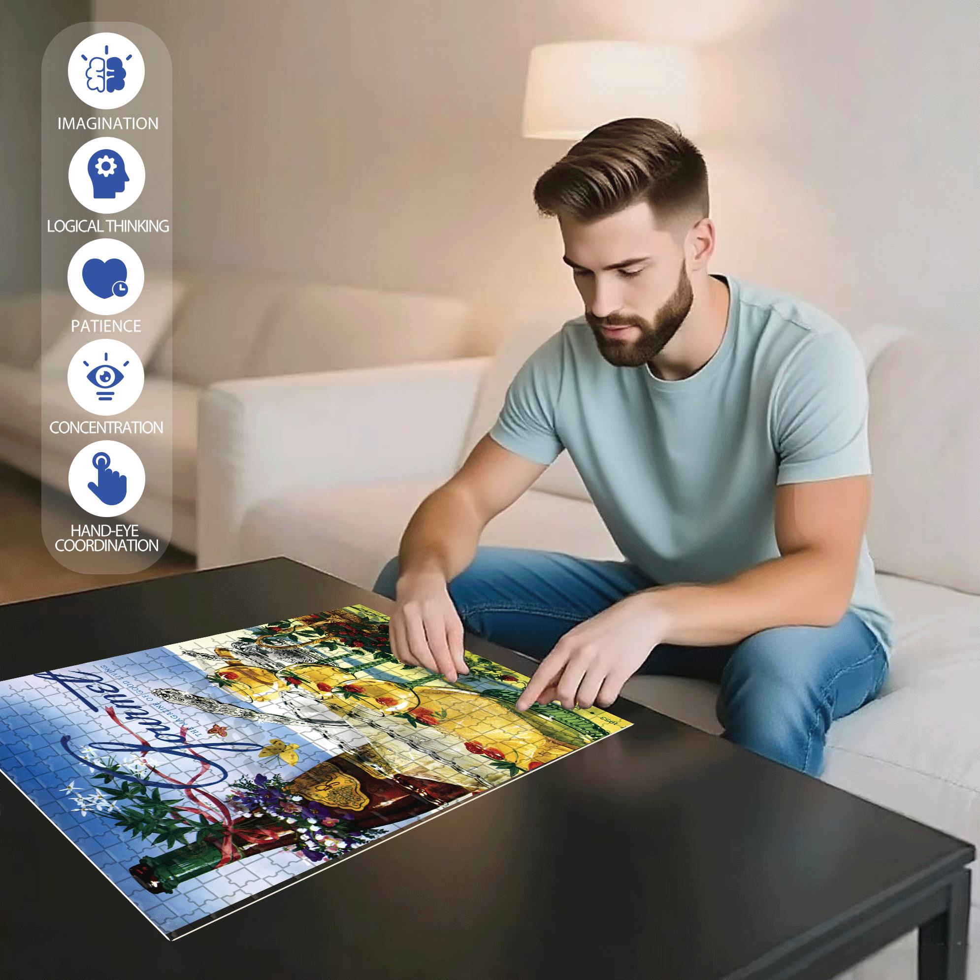Wine Punch 500pcs/1000pcs Jigsaw Puzzle, Scratch-Resistant, Interactive Family Game & Brain-Boosting DIY Decor, Perfect for Halloween, Christmas & New Year Gifts, Family Puzzle Game