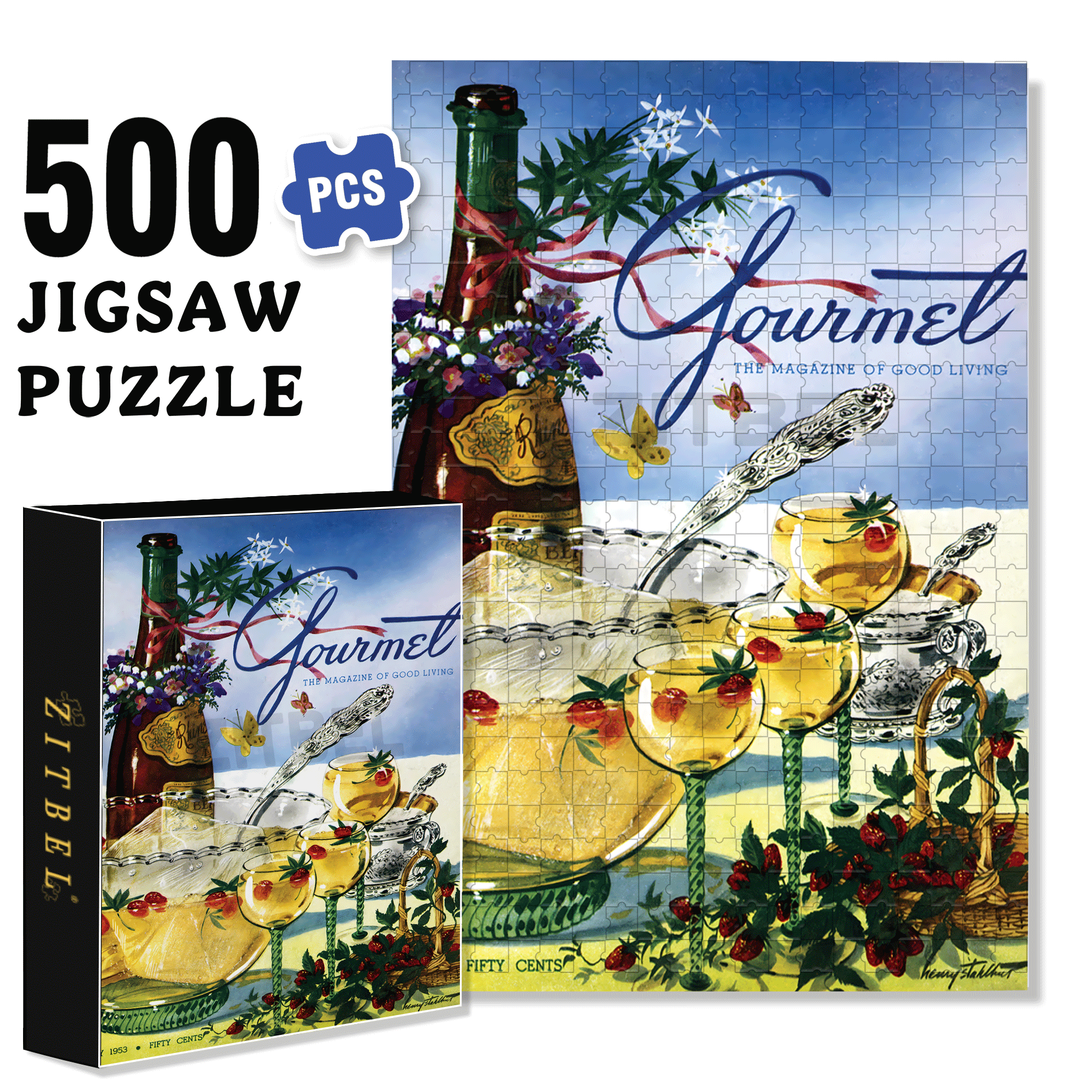 Wine Punch 500pcs/1000pcs Jigsaw Puzzle, Scratch-Resistant, Interactive Family Game & Brain-Boosting DIY Decor, Perfect for Halloween, Christmas & New Year Gifts, Family Puzzle Game