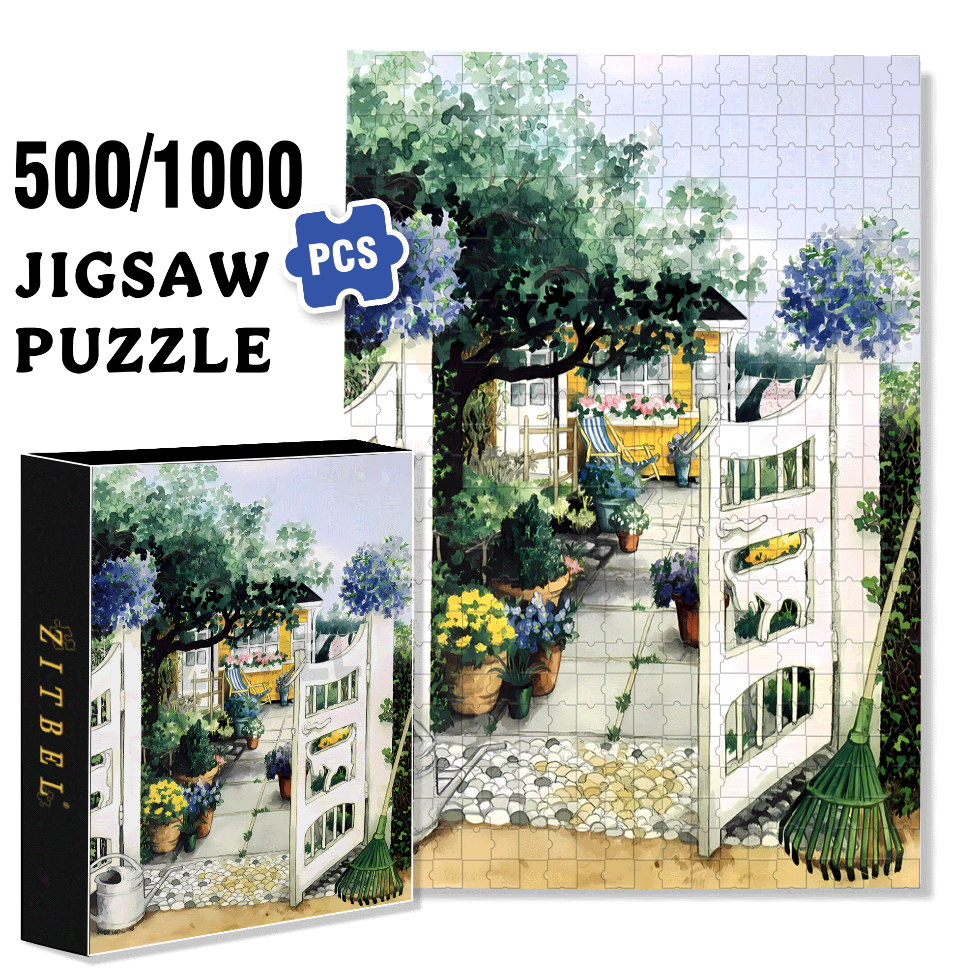 A half-open Door 2 500pcs/1000pcs Jigsaw Puzzle, Scratch-Resistant, Interactive Family Game & Brain-Boosting DIY Decor, Perfect for Halloween, Christmas & New Year Gifts, Family Puzzle Game