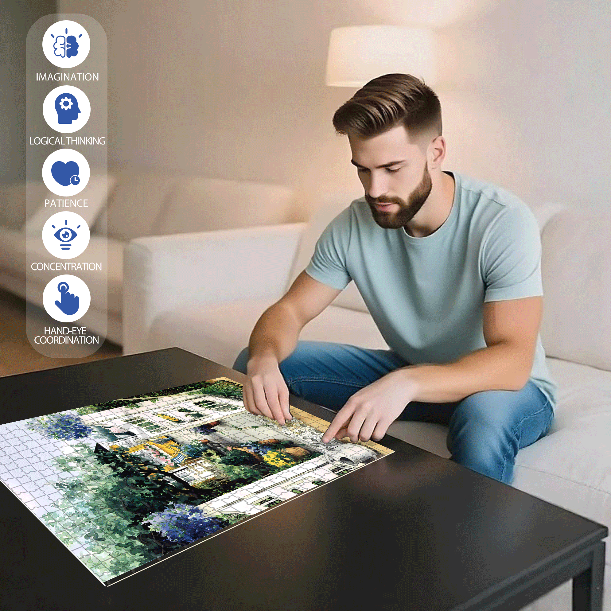 A half-open Door 2 500pcs/1000pcs Jigsaw Puzzle, Scratch-Resistant, Interactive Family Game & Brain-Boosting DIY Decor, Perfect for Halloween, Christmas & New Year Gifts, Family Puzzle Game