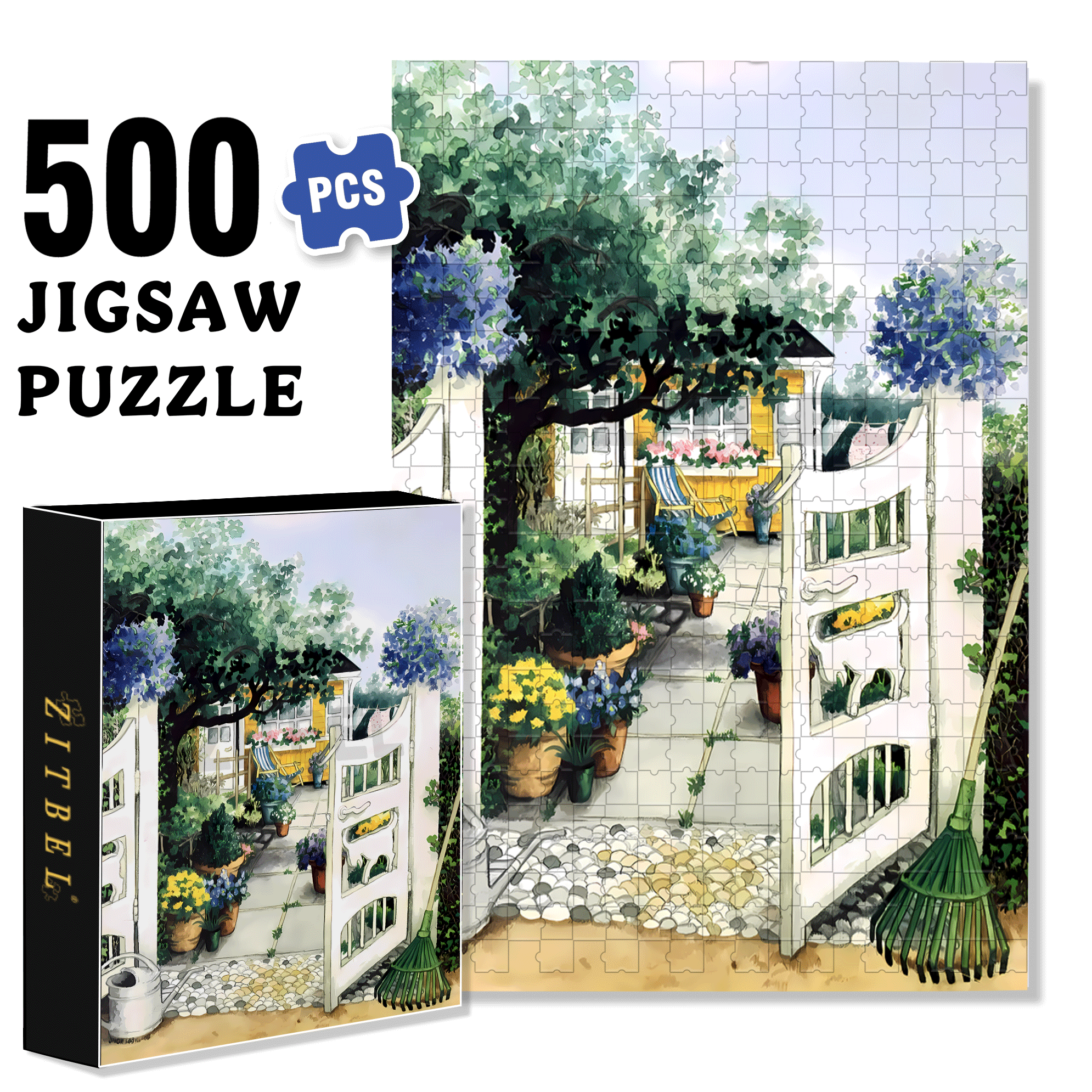 A half-open Door 2 500pcs/1000pcs Jigsaw Puzzle, Scratch-Resistant, Interactive Family Game & Brain-Boosting DIY Decor, Perfect for Halloween, Christmas & New Year Gifts, Family Puzzle Game