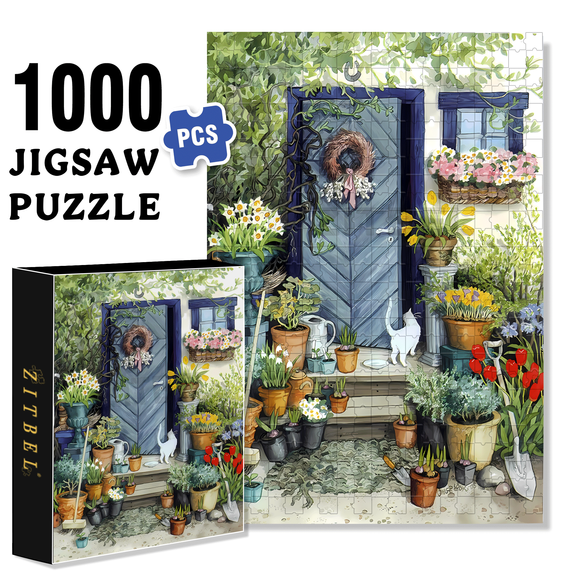 A Half-open Door 500pcs/1000pcs Jigsaw Puzzle, Scratch-Resistant, Interactive Family Game & Brain-Boosting DIY Decor, Perfect for Halloween, Christmas & New Year Gifts, Family Puzzle Game