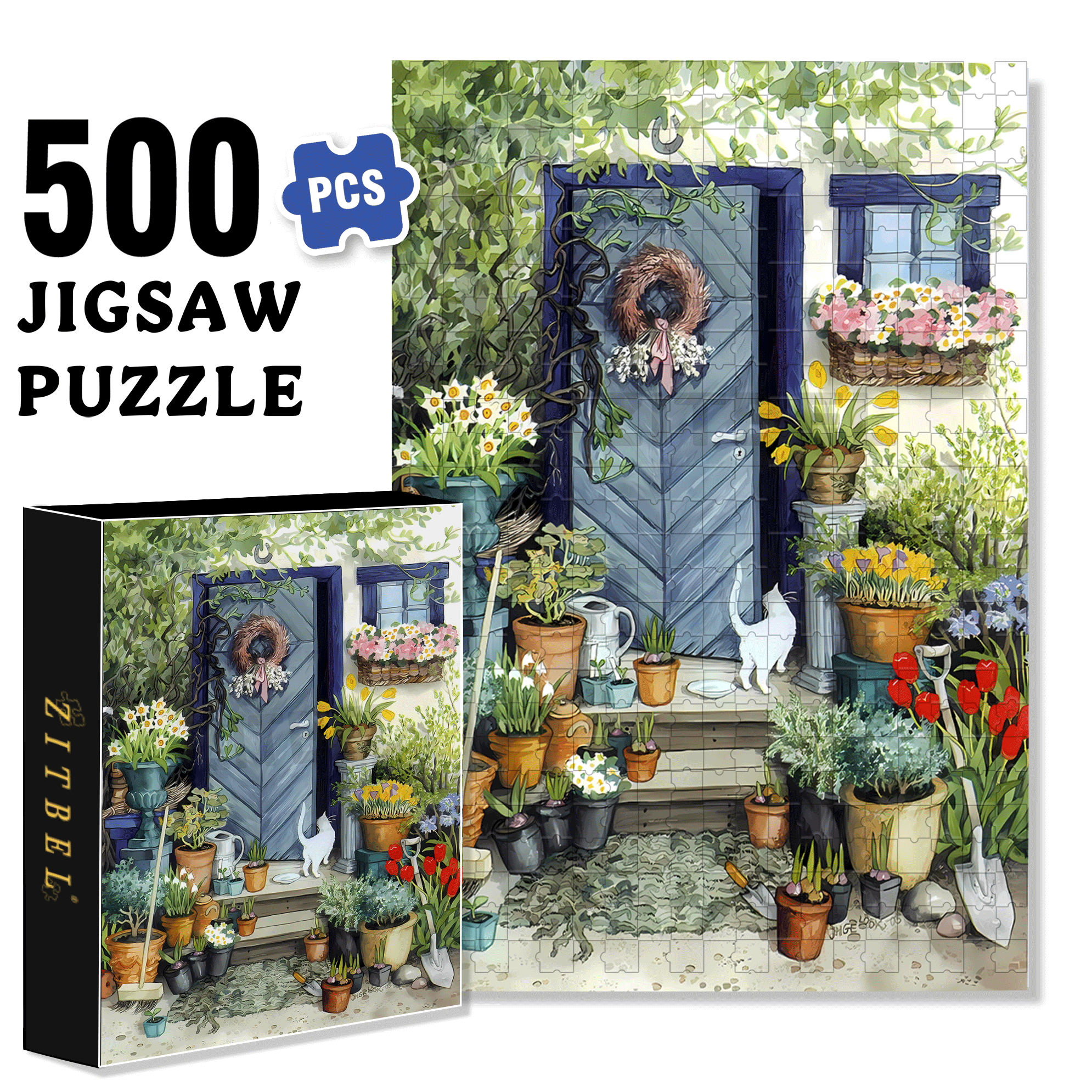 A Half-open Door 500pcs/1000pcs Jigsaw Puzzle, Scratch-Resistant, Interactive Family Game & Brain-Boosting DIY Decor, Perfect for Halloween, Christmas & New Year Gifts, Family Puzzle Game