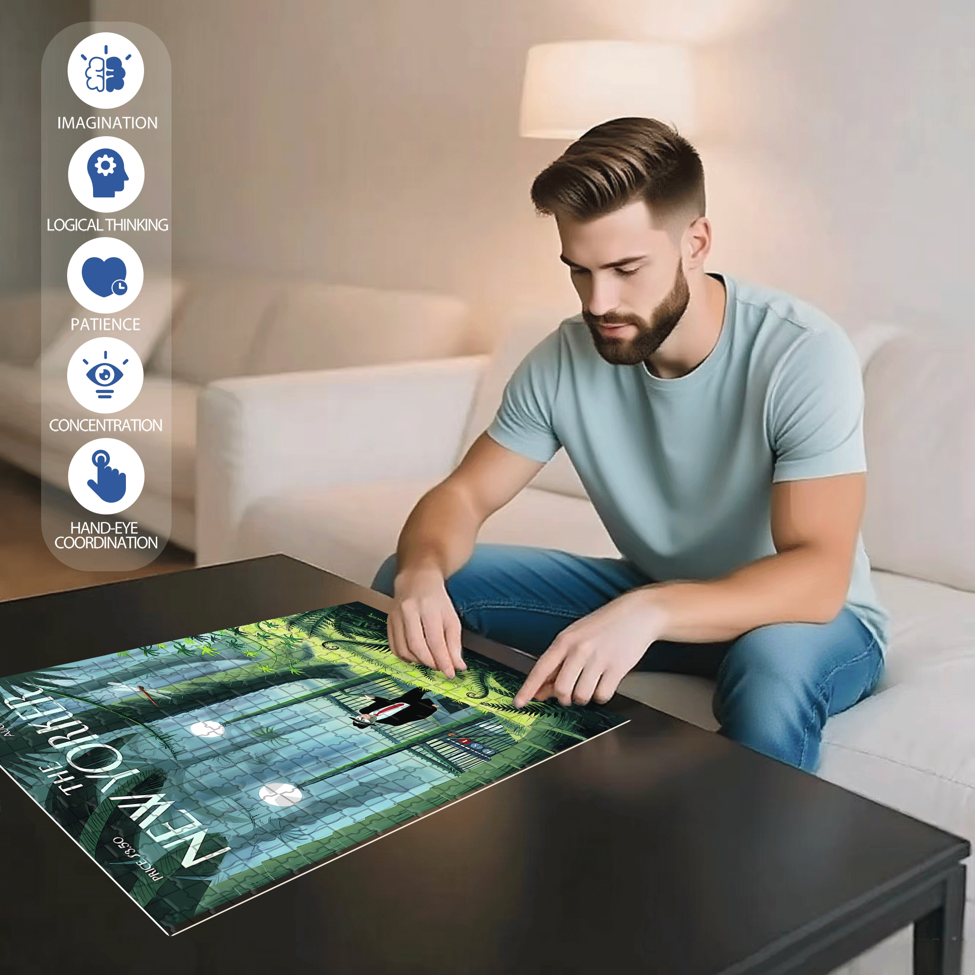 A Tiring Day 500pcs/1000pcs Jigsaw Puzzle, Scratch-Resistant, Interactive Family Game & Brain-Boosting DIY Decor, Perfect for Halloween, Christmas & New Year Gifts, Family Puzzle Game
