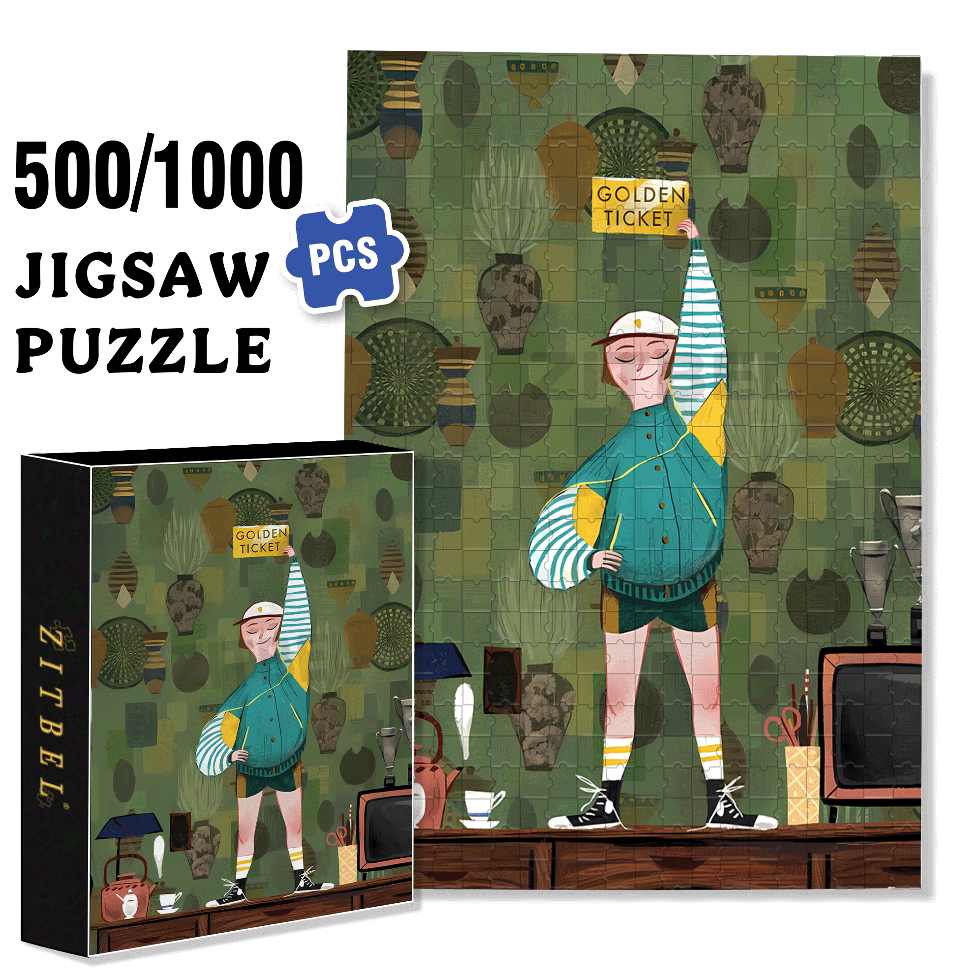 Big Winner 500pcs/1000pcs Jigsaw Puzzle, Scratch-Resistant, Interactive Family Game & Brain-Boosting DIY Decor, Perfect for Halloween, Christmas & New Year Gifts, Family Puzzle Game