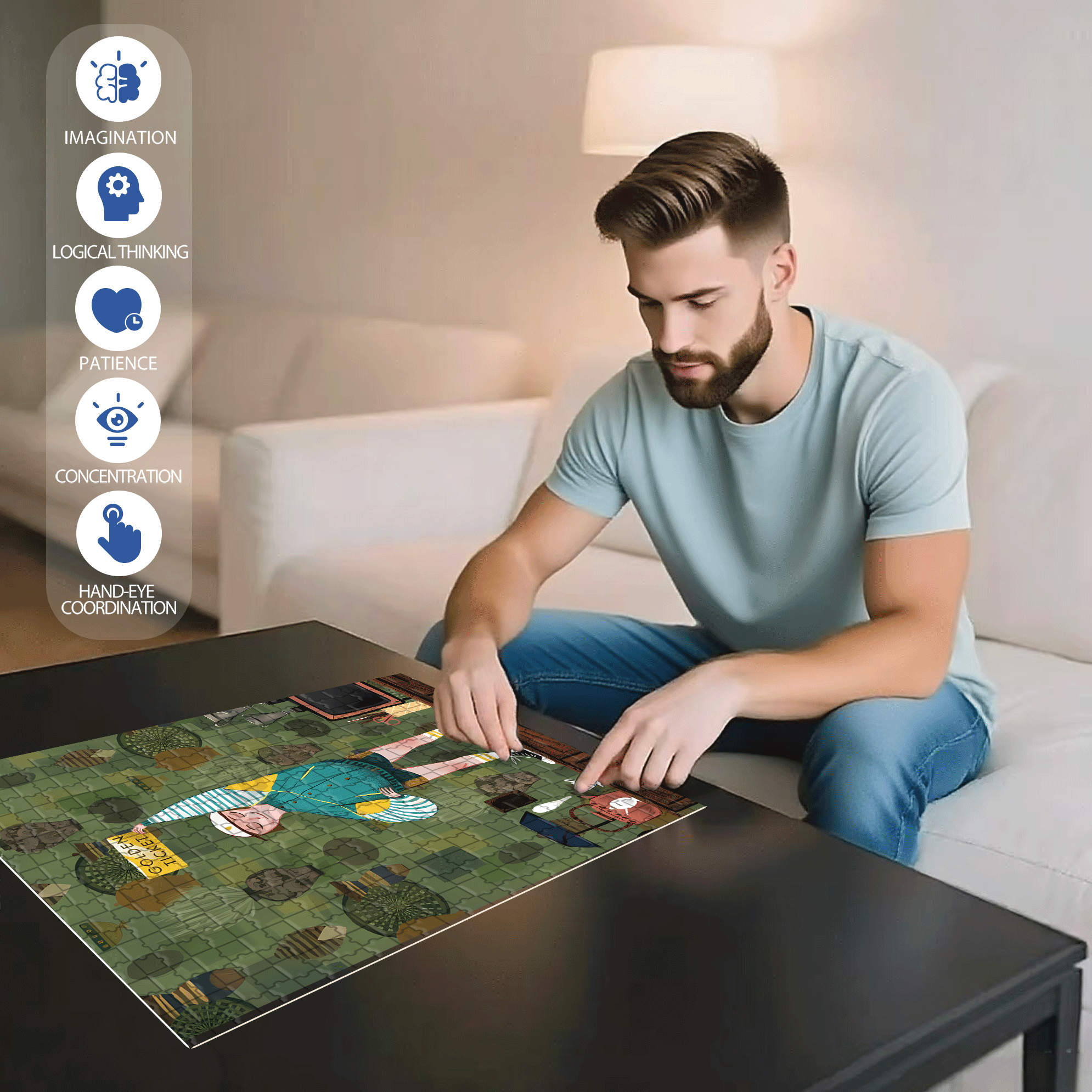 Big Winner 500pcs/1000pcs Jigsaw Puzzle, Scratch-Resistant, Interactive Family Game & Brain-Boosting DIY Decor, Perfect for Halloween, Christmas & New Year Gifts, Family Puzzle Game