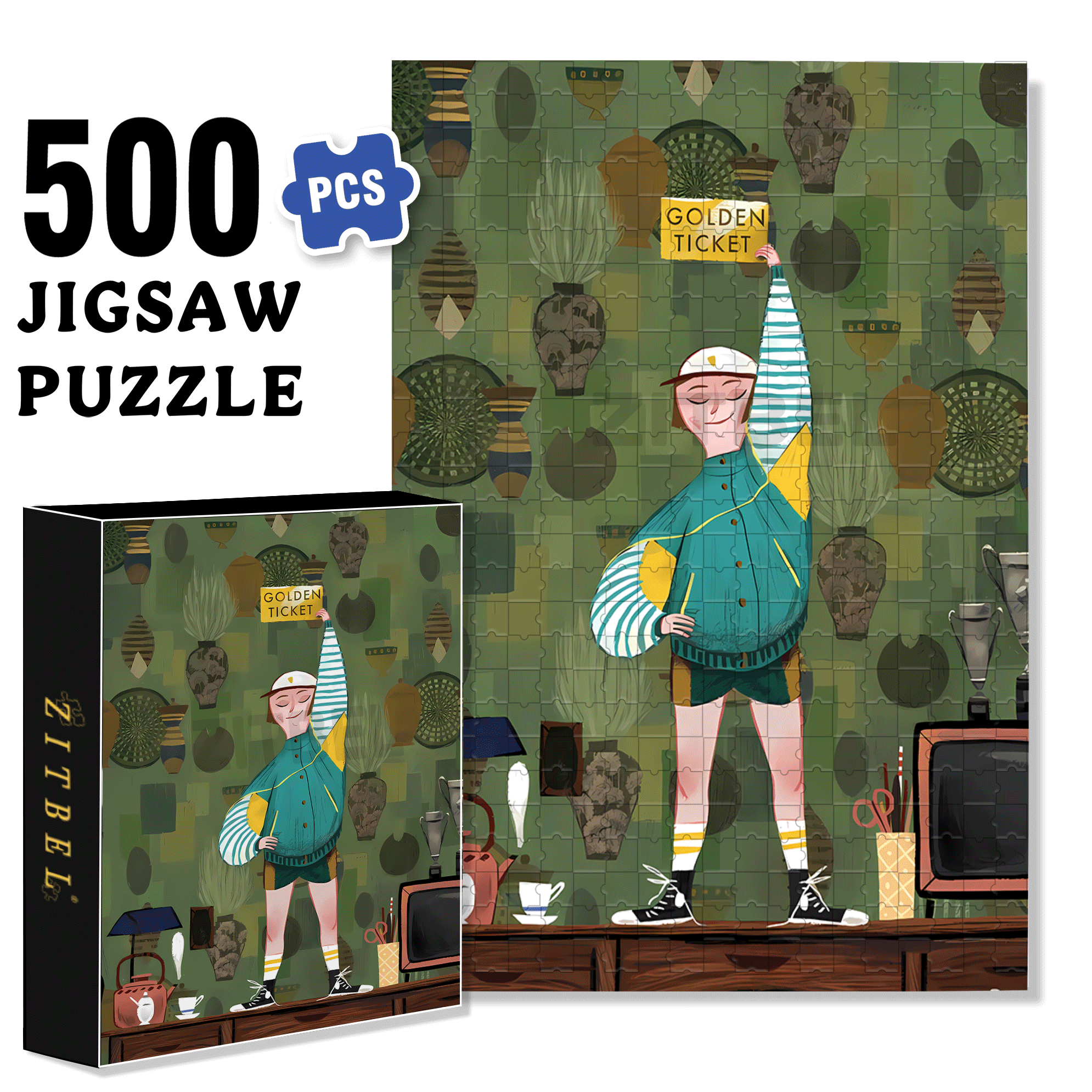 Big Winner 500pcs/1000pcs Jigsaw Puzzle, Scratch-Resistant, Interactive Family Game & Brain-Boosting DIY Decor, Perfect for Halloween, Christmas & New Year Gifts, Family Puzzle Game