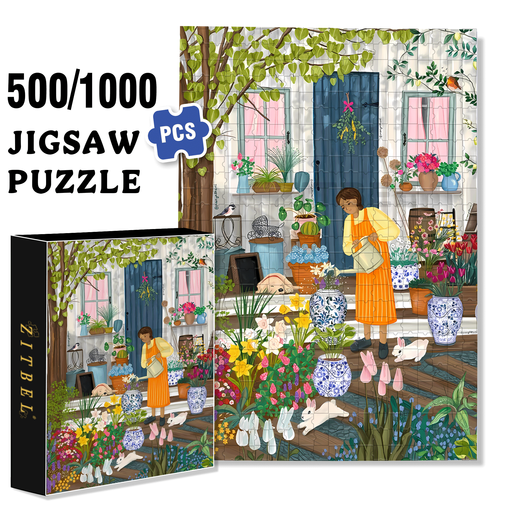 Careful Cultivation 500pcs/1000pcs Jigsaw Puzzle, Scratch-Resistant, Interactive Family Game & Brain-Boosting DIY Decor, Perfect for Halloween, Christmas & New Year Gifts, Family Puzzle Game