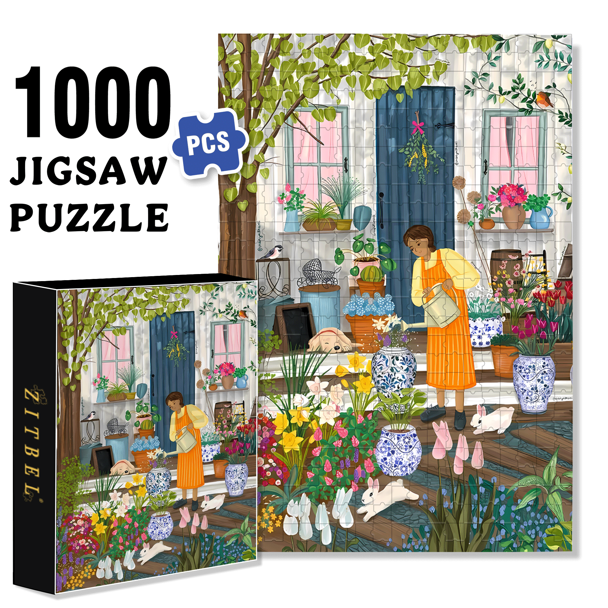 Careful Cultivation 500pcs/1000pcs Jigsaw Puzzle, Scratch-Resistant, Interactive Family Game & Brain-Boosting DIY Decor, Perfect for Halloween, Christmas & New Year Gifts, Family Puzzle Game