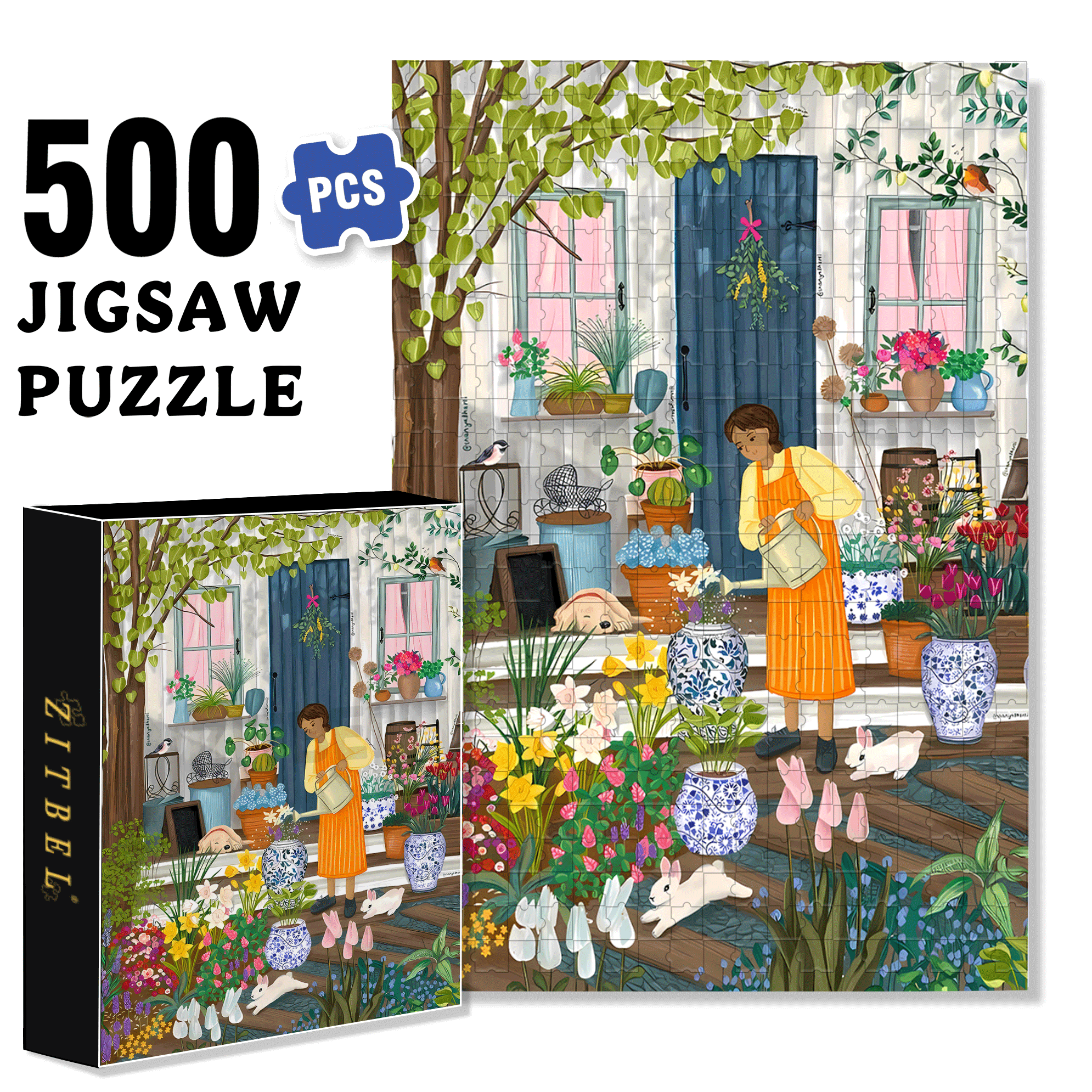Careful Cultivation 500pcs/1000pcs Jigsaw Puzzle, Scratch-Resistant, Interactive Family Game & Brain-Boosting DIY Decor, Perfect for Halloween, Christmas & New Year Gifts, Family Puzzle Game