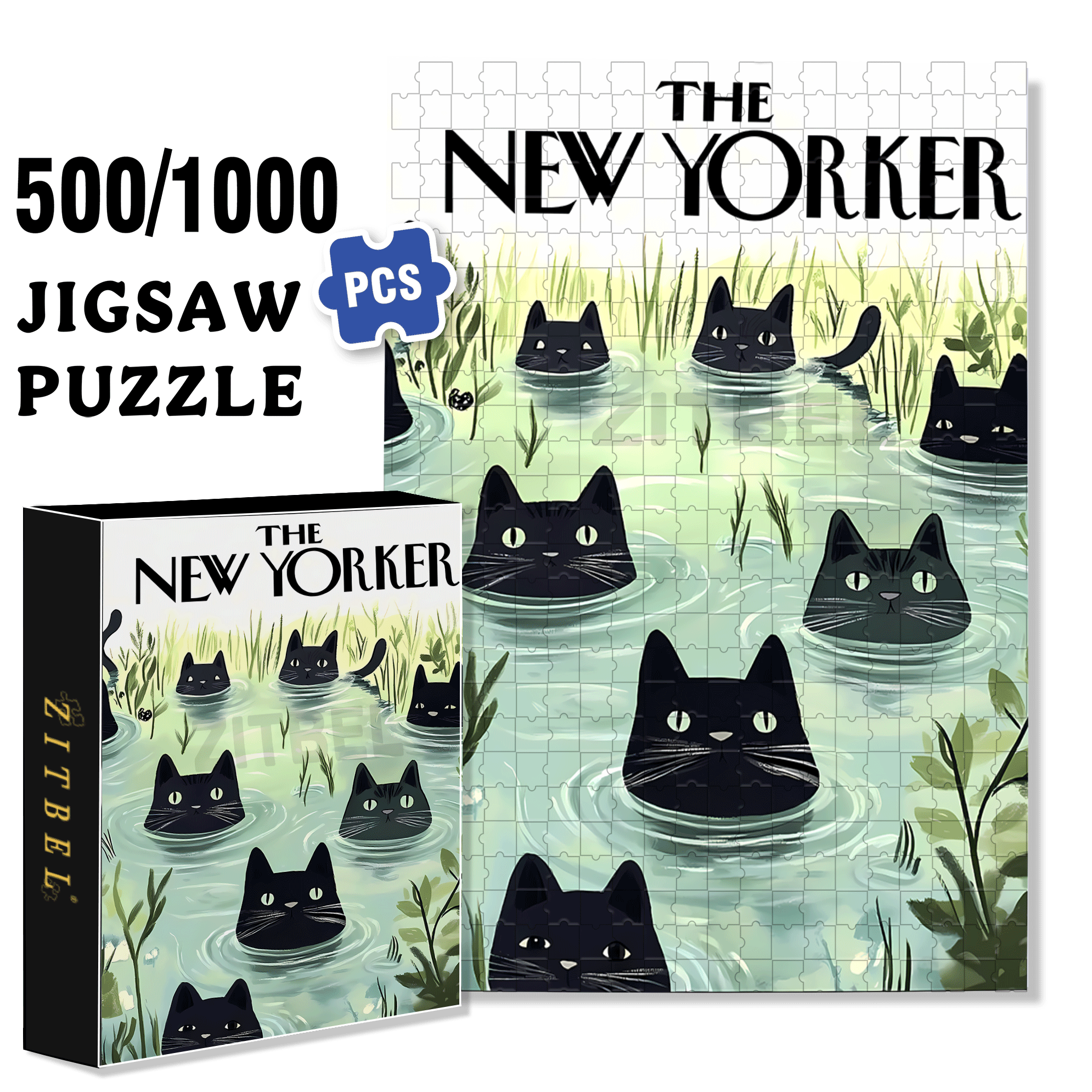 Cat Frog£¿ 500pcs/1000pcs Jigsaw Puzzle, Scratch-Resistant, Interactive Family Game & Brain-Boosting DIY Decor, Perfect for Halloween, Christmas & New Year Gifts, Family Puzzle Game