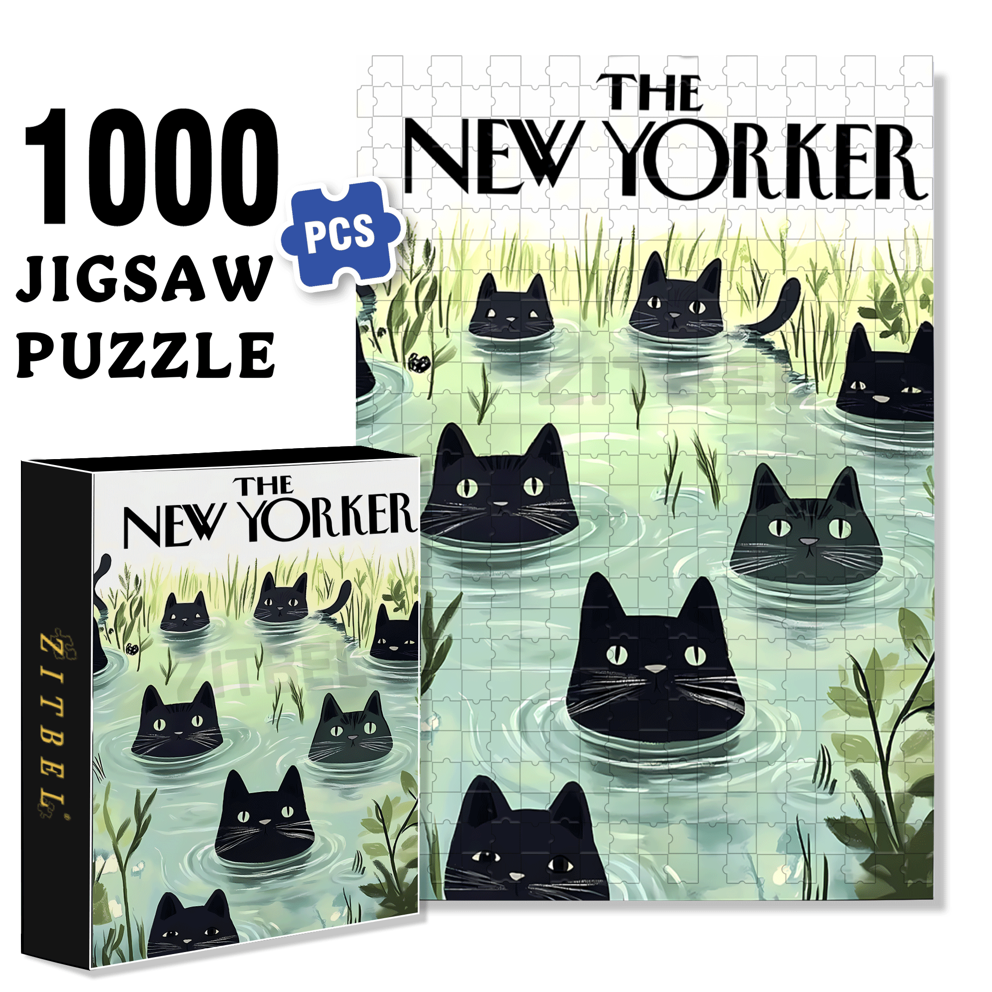 Cat Frog£¿ 500pcs/1000pcs Jigsaw Puzzle, Scratch-Resistant, Interactive Family Game & Brain-Boosting DIY Decor, Perfect for Halloween, Christmas & New Year Gifts, Family Puzzle Game