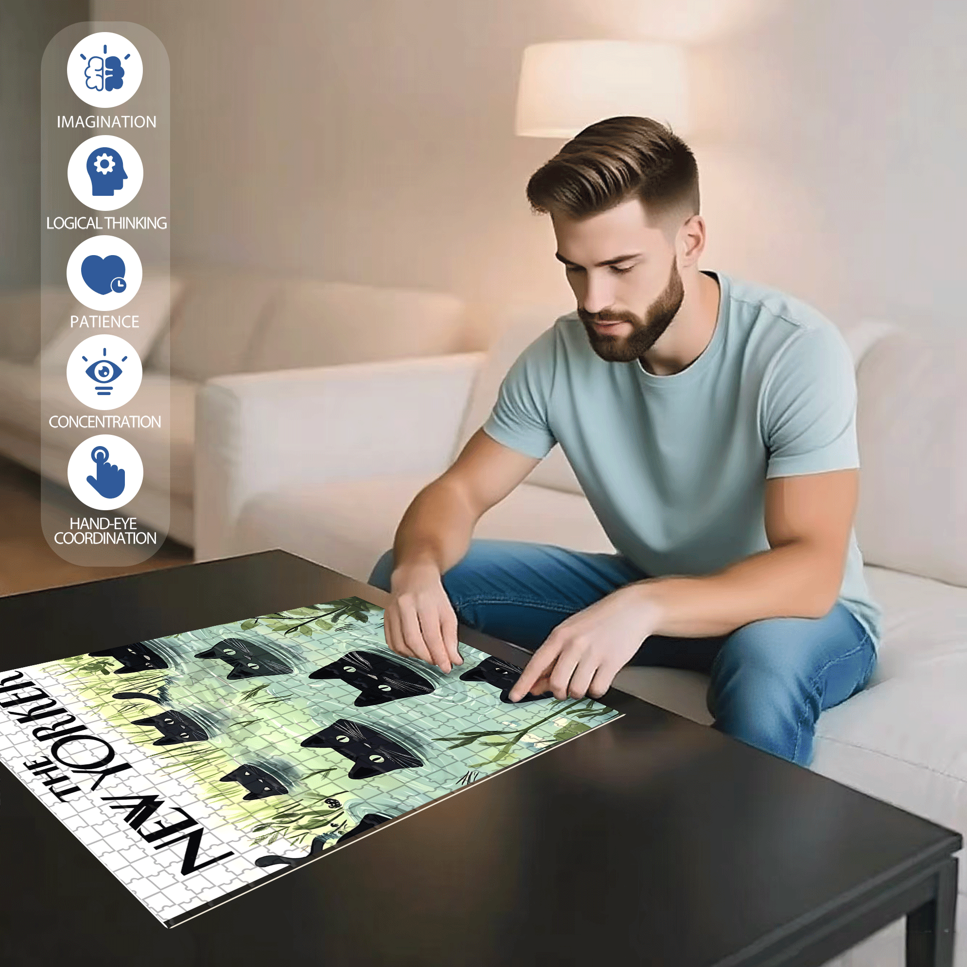 Cat Frog£¿ 500pcs/1000pcs Jigsaw Puzzle, Scratch-Resistant, Interactive Family Game & Brain-Boosting DIY Decor, Perfect for Halloween, Christmas & New Year Gifts, Family Puzzle Game