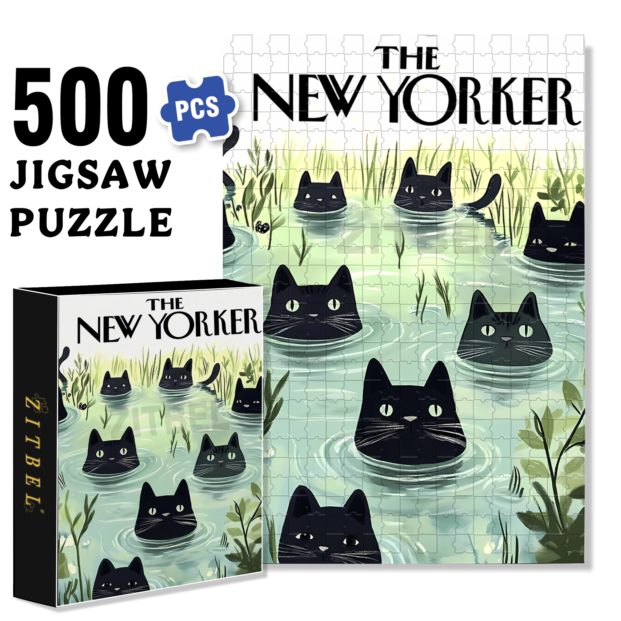 Cat Frog£¿ 500pcs/1000pcs Jigsaw Puzzle, Scratch-Resistant, Interactive Family Game & Brain-Boosting DIY Decor, Perfect for Halloween, Christmas & New Year Gifts, Family Puzzle Game