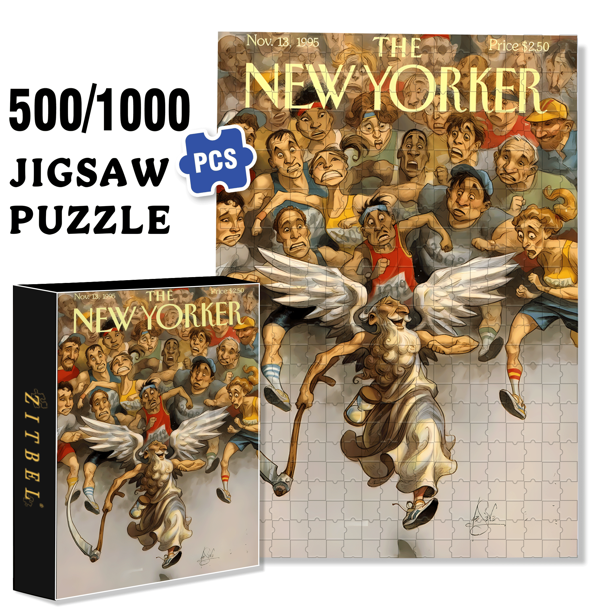 Chase Him 500pcs/1000pcs Jigsaw Puzzle, Scratch-Resistant, Interactive Family Game & Brain-Boosting DIY Decor, Perfect for Halloween, Christmas & New Year Gifts, Family Puzzle Game