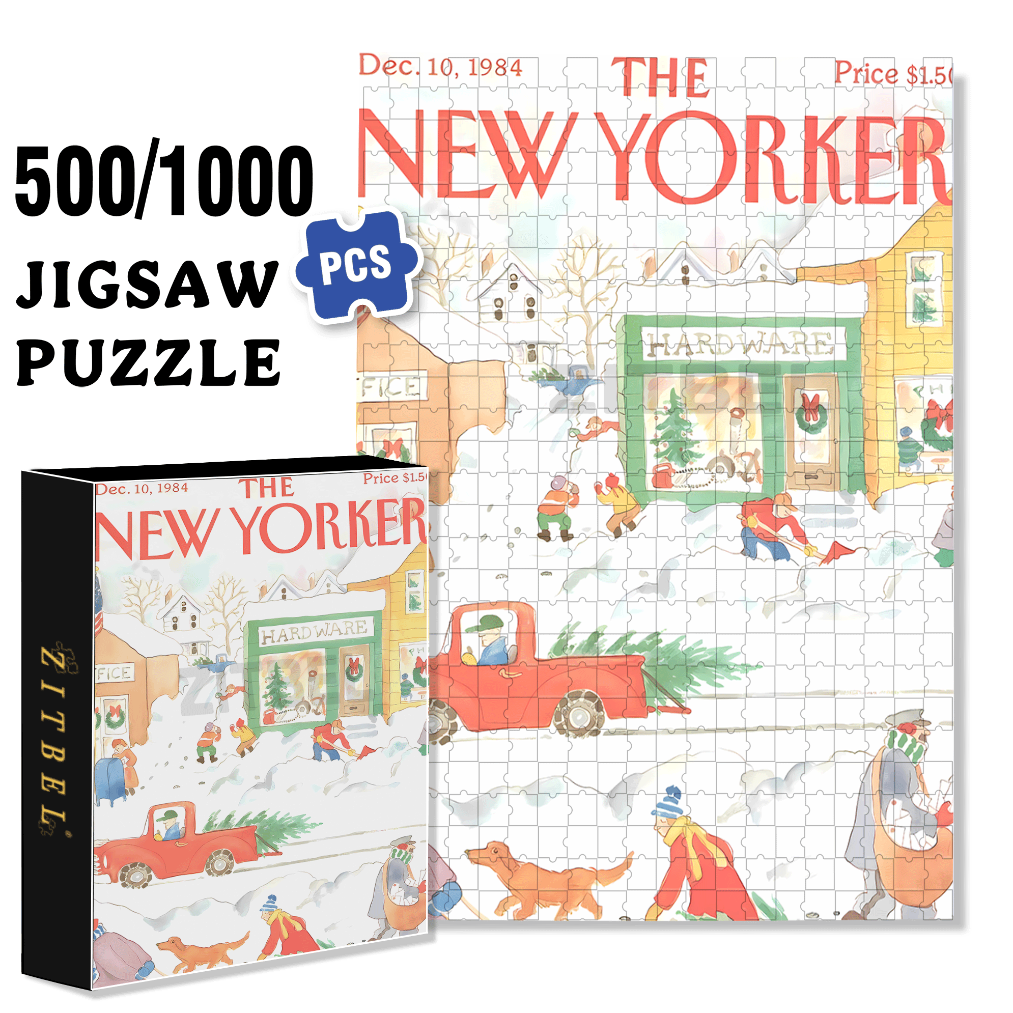 Christmas Hard Ware 500pcs/1000pcs Jigsaw Puzzle, Scratch-Resistant, Interactive Family Game & Brain-Boosting DIY Decor, Perfect for Halloween, Christmas & New Year Gifts, Family Puzzle Game