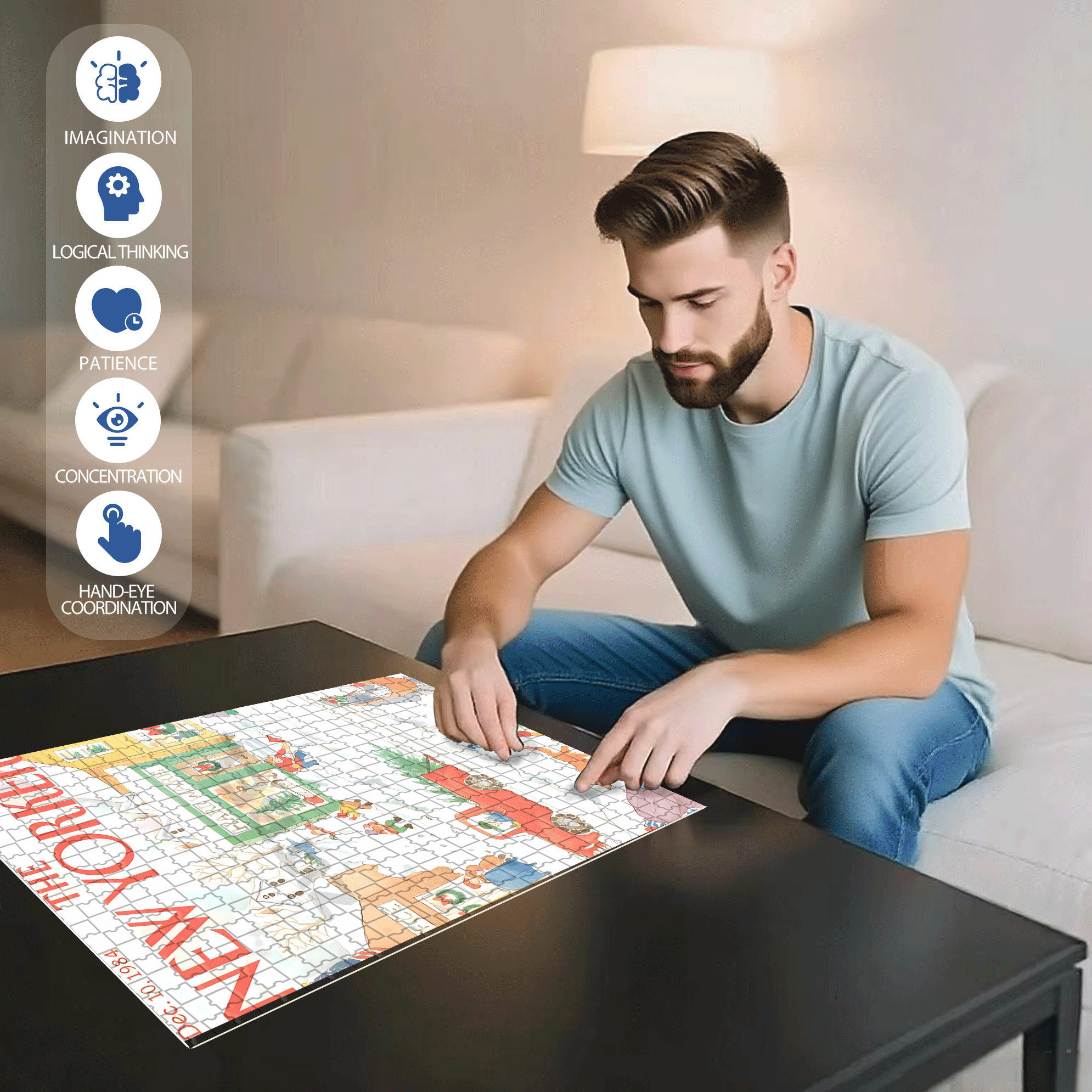 Christmas Hard Ware 500pcs/1000pcs Jigsaw Puzzle, Scratch-Resistant, Interactive Family Game & Brain-Boosting DIY Decor, Perfect for Halloween, Christmas & New Year Gifts, Family Puzzle Game
