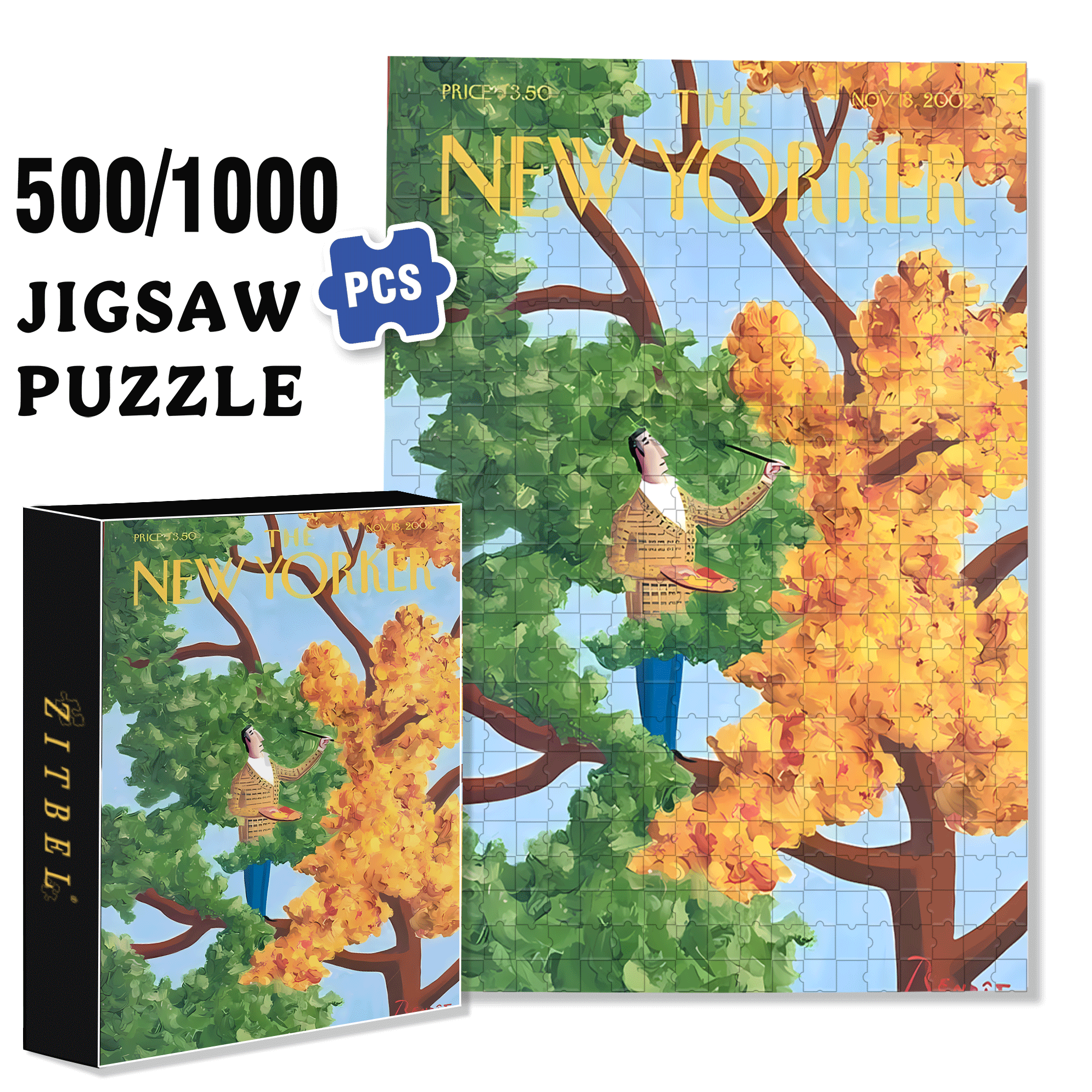 Dyeing 500pcs/1000pcs Jigsaw Puzzle, Scratch-Resistant, Interactive Family Game & Brain-Boosting DIY Decor, Perfect for Halloween, Christmas & New Year Gifts, Family Puzzle Game