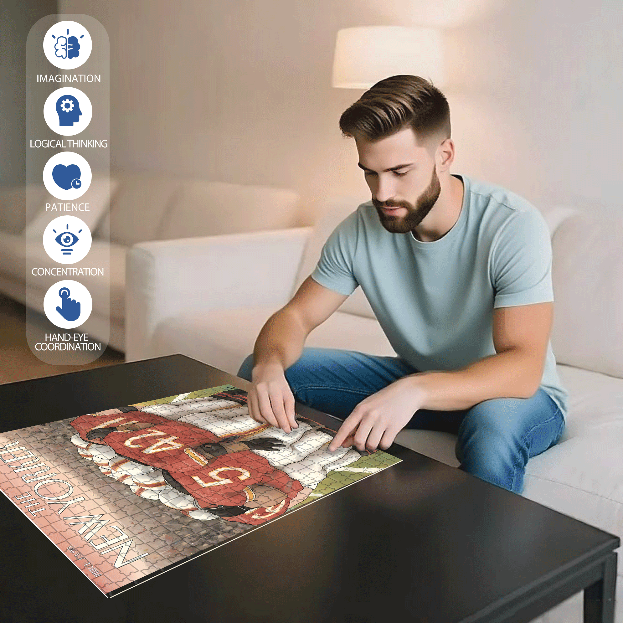 Encourage Each Other 500pcs/1000pcs Jigsaw Puzzle, Scratch-Resistant, Interactive Family Game & Brain-Boosting DIY Decor, Perfect for Halloween, Christmas & New Year Gifts, Family Puzzle Game