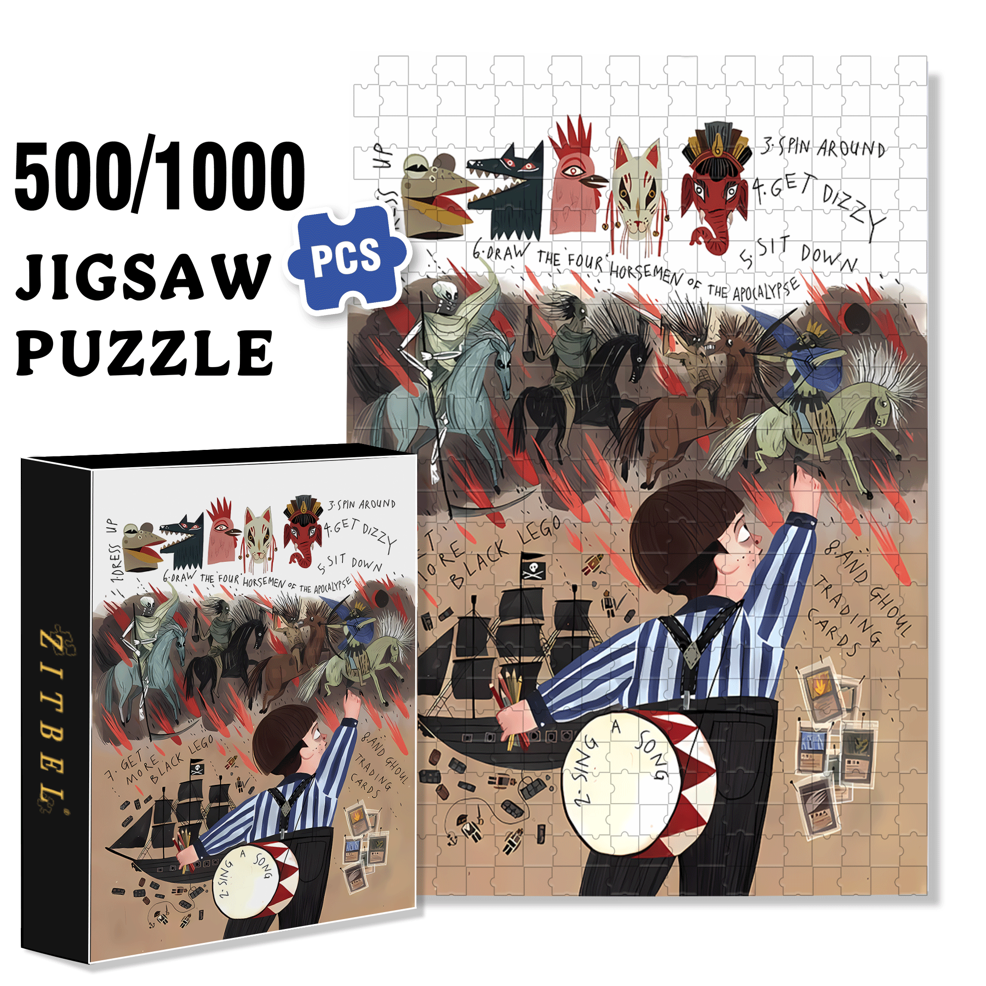 Graffiti Wall 500pcs/1000pcs Jigsaw Puzzle, Scratch-Resistant, Interactive Family Game & Brain-Boosting DIY Decor, Perfect for Halloween, Christmas & New Year Gifts, Family Puzzle Game