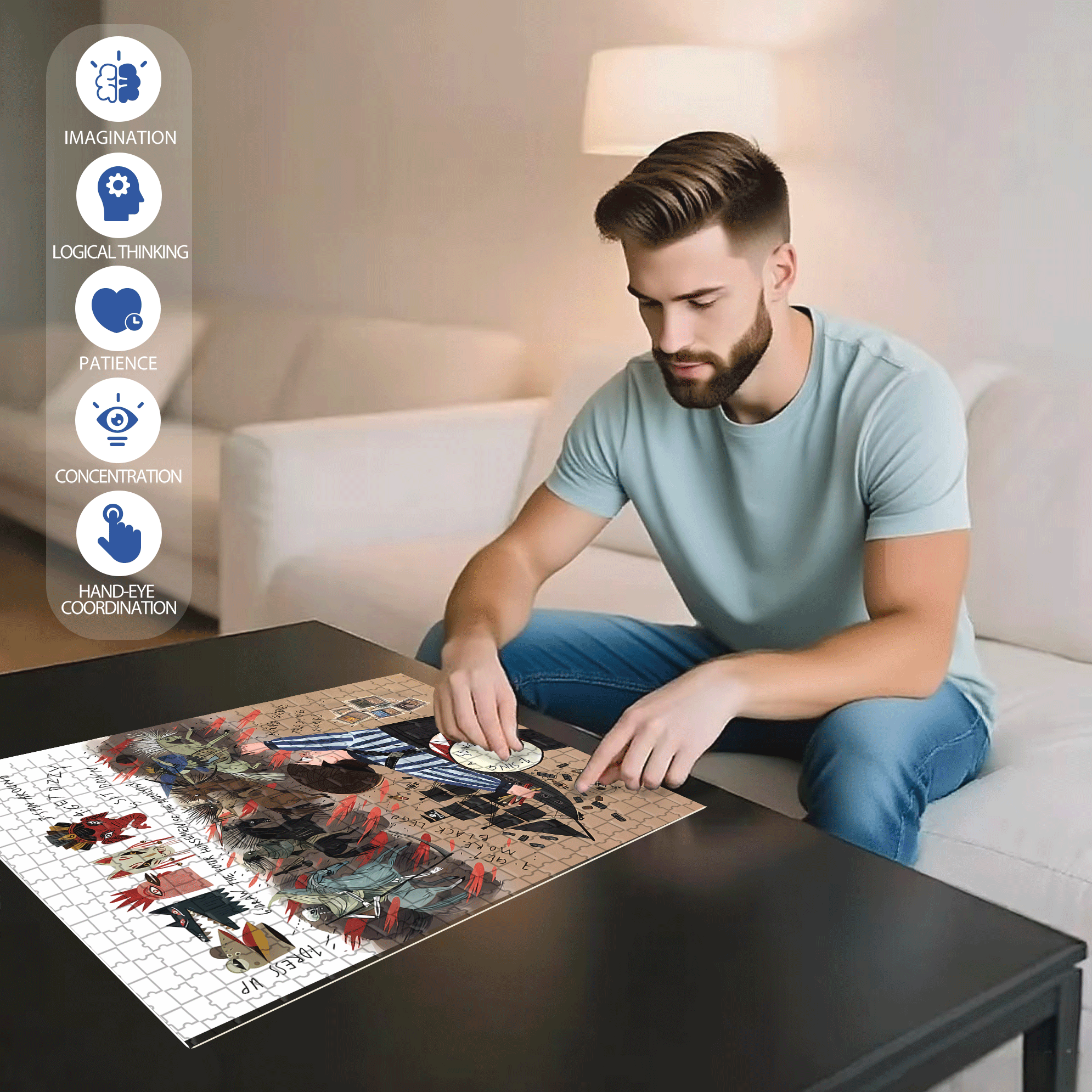 Graffiti Wall 500pcs/1000pcs Jigsaw Puzzle, Scratch-Resistant, Interactive Family Game & Brain-Boosting DIY Decor, Perfect for Halloween, Christmas & New Year Gifts, Family Puzzle Game