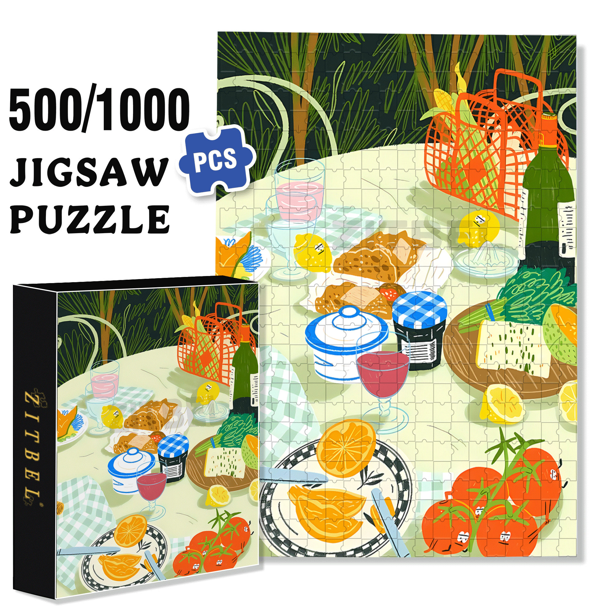 Healthy Breakfast 500pcs/1000pcs Jigsaw Puzzle, Scratch-Resistant, Interactive Family Game & Brain-Boosting DIY Decor, Perfect for Halloween, Christmas & New Year Gifts, Family Puzzle Game