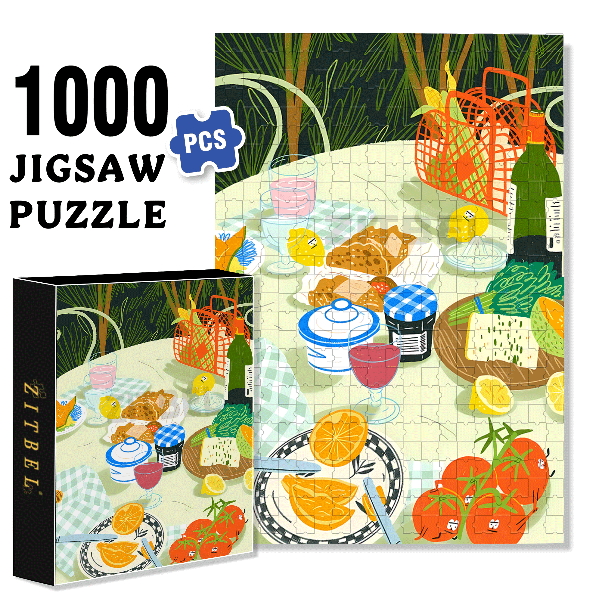 Healthy Breakfast 500pcs/1000pcs Jigsaw Puzzle, Scratch-Resistant, Interactive Family Game & Brain-Boosting DIY Decor, Perfect for Halloween, Christmas & New Year Gifts, Family Puzzle Game
