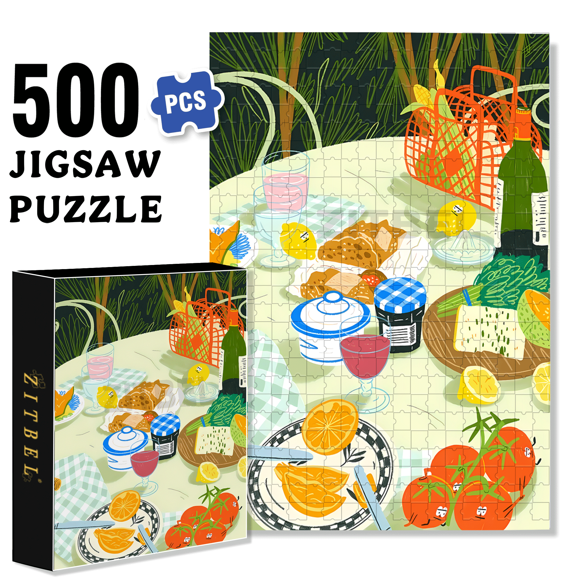 Healthy Breakfast 500pcs/1000pcs Jigsaw Puzzle, Scratch-Resistant, Interactive Family Game & Brain-Boosting DIY Decor, Perfect for Halloween, Christmas & New Year Gifts, Family Puzzle Game