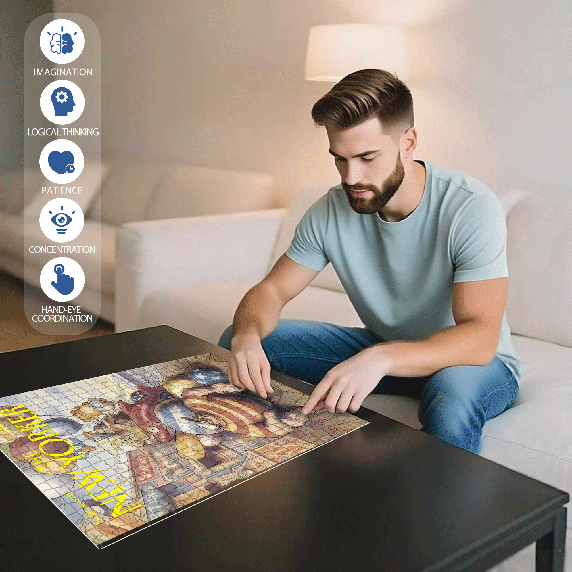 Hydrogen Balloons 500pcs/1000pcs Jigsaw Puzzle, Scratch-Resistant, Interactive Family Game & Brain-Boosting DIY Decor, Perfect for Halloween, Christmas & New Year Gifts, Family Puzzle Game