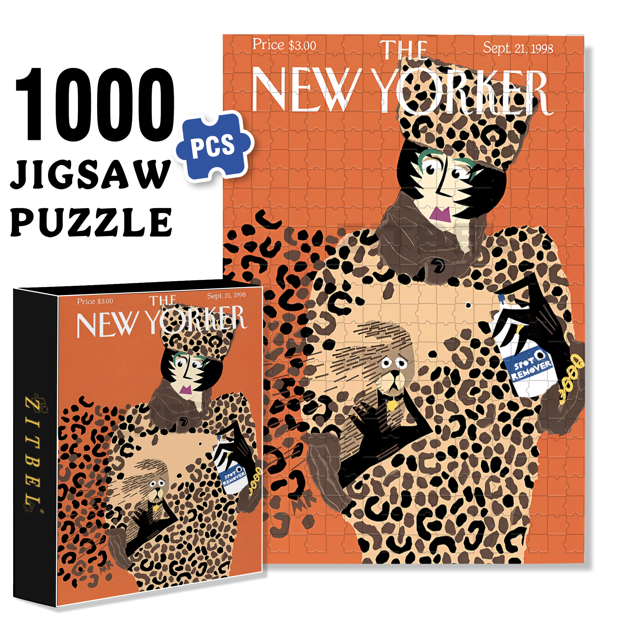 Leopard Print 500pcs/1000pcs Jigsaw Puzzle, Scratch-Resistant, Interactive Family Game & Brain-Boosting DIY Decor, Perfect for Halloween, Christmas & New Year Gifts, Family Puzzle Game