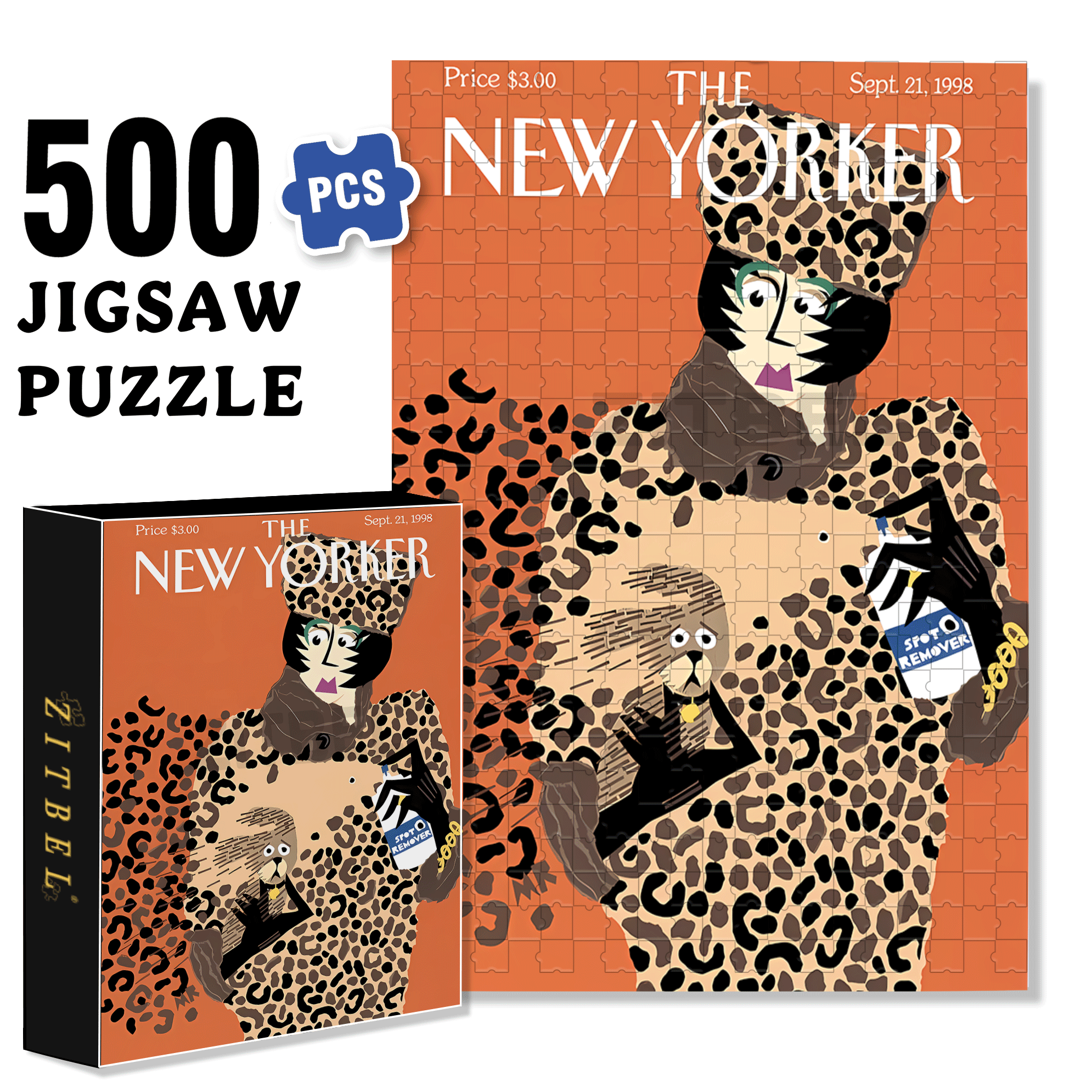 Leopard Print 500pcs/1000pcs Jigsaw Puzzle, Scratch-Resistant, Interactive Family Game & Brain-Boosting DIY Decor, Perfect for Halloween, Christmas & New Year Gifts, Family Puzzle Game