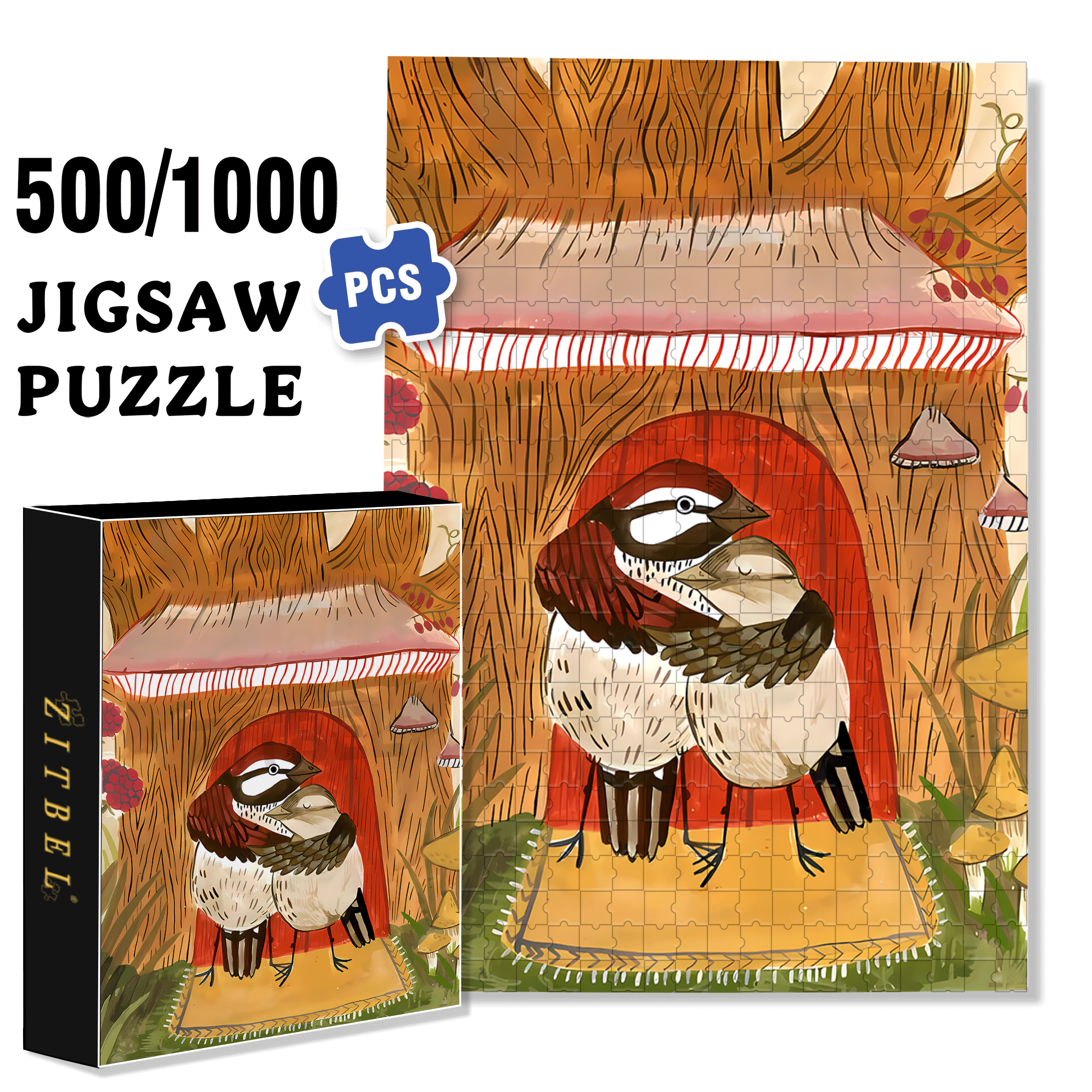 Love Nest 500pcs/1000pcs Jigsaw Puzzle, Scratch-Resistant, Interactive Family Game & Brain-Boosting DIY Decor, Perfect for Halloween, Christmas & New Year Gifts, Family Puzzle Game