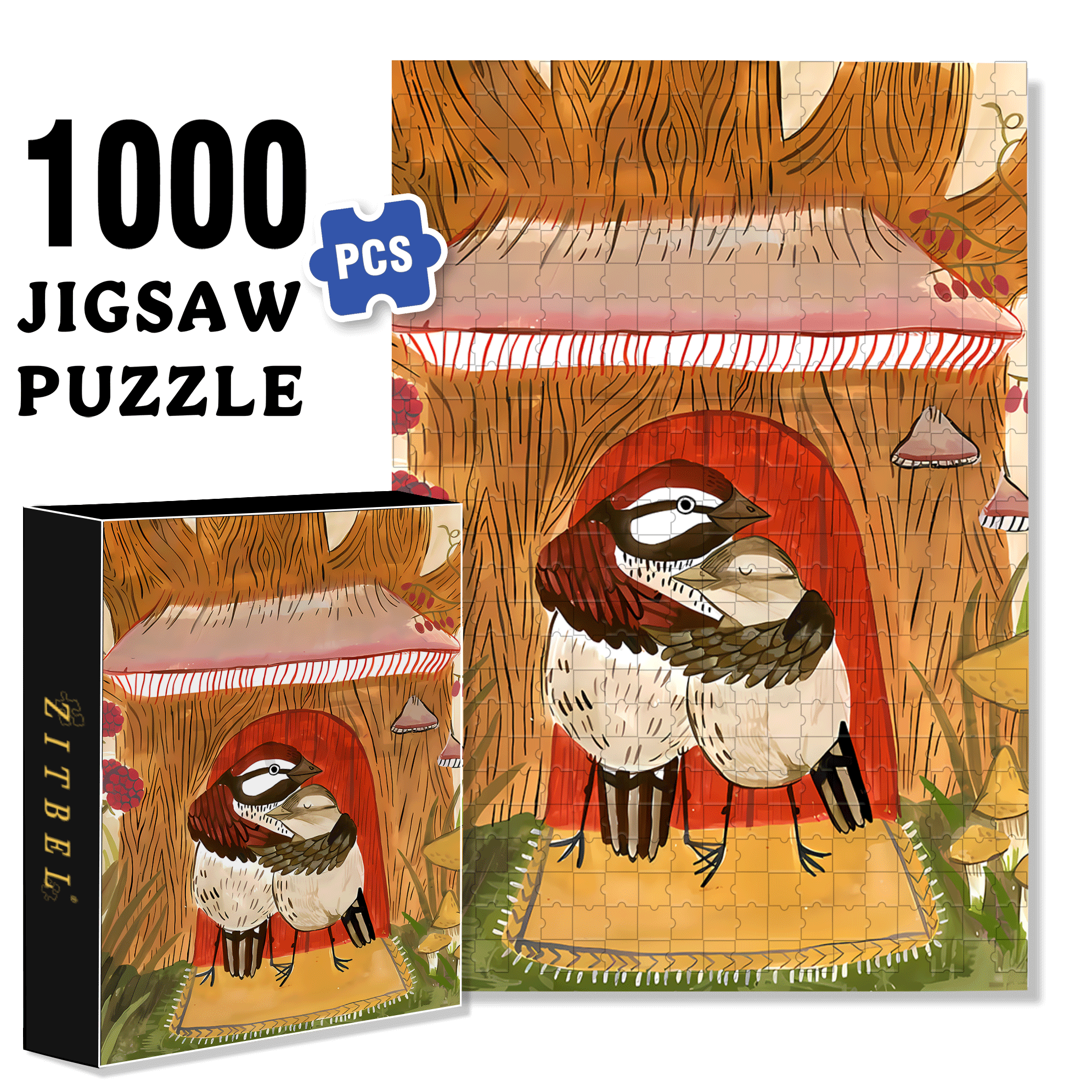 Love Nest 500pcs/1000pcs Jigsaw Puzzle, Scratch-Resistant, Interactive Family Game & Brain-Boosting DIY Decor, Perfect for Halloween, Christmas & New Year Gifts, Family Puzzle Game