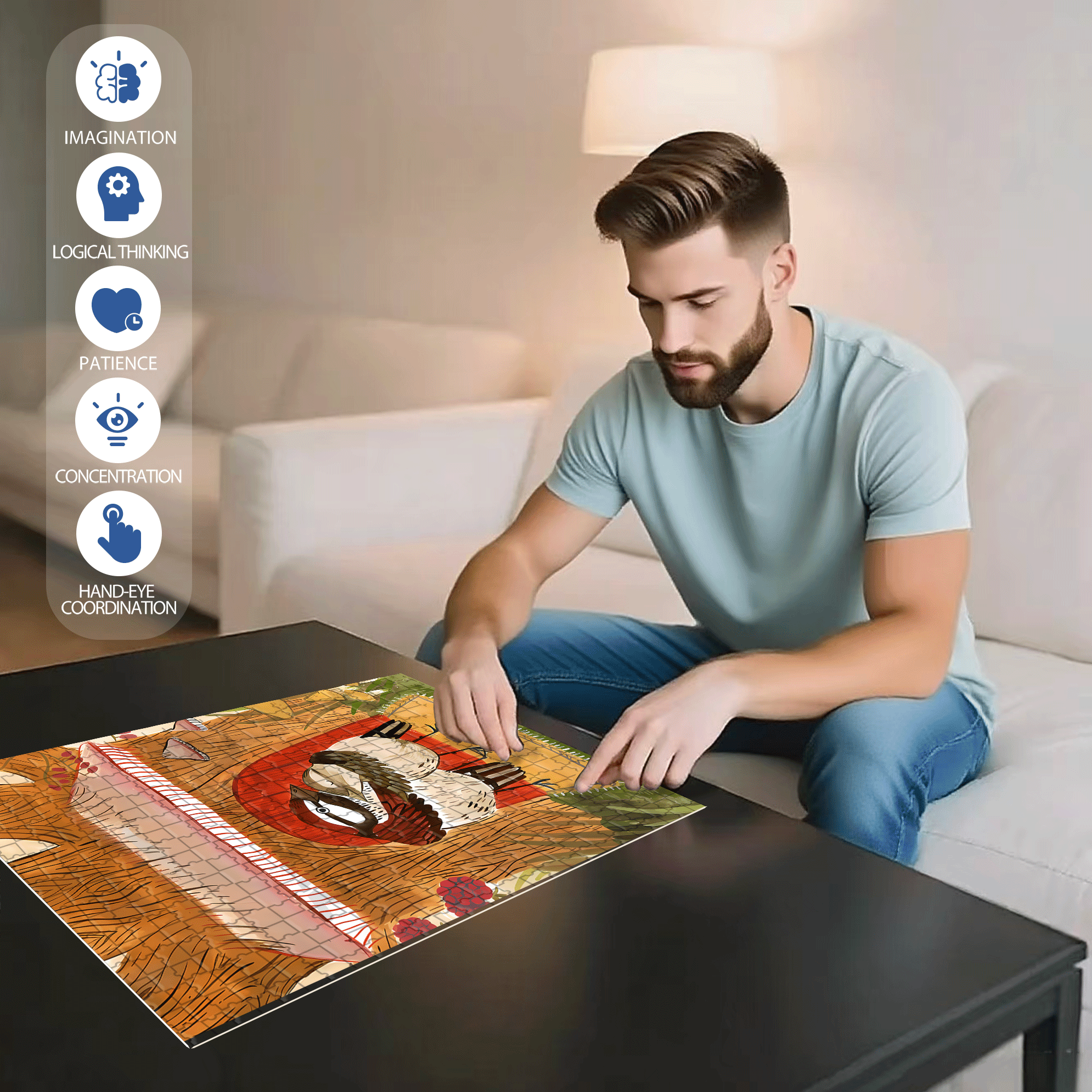 Love Nest 500pcs/1000pcs Jigsaw Puzzle, Scratch-Resistant, Interactive Family Game & Brain-Boosting DIY Decor, Perfect for Halloween, Christmas & New Year Gifts, Family Puzzle Game