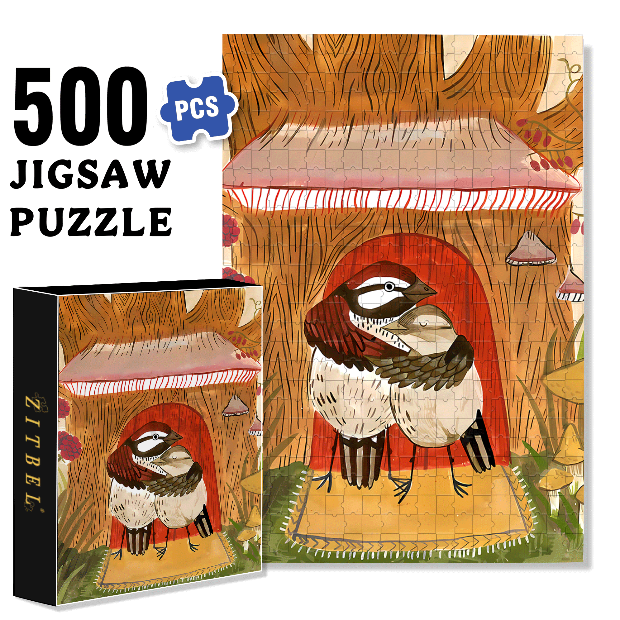 Love Nest 500pcs/1000pcs Jigsaw Puzzle, Scratch-Resistant, Interactive Family Game & Brain-Boosting DIY Decor, Perfect for Halloween, Christmas & New Year Gifts, Family Puzzle Game