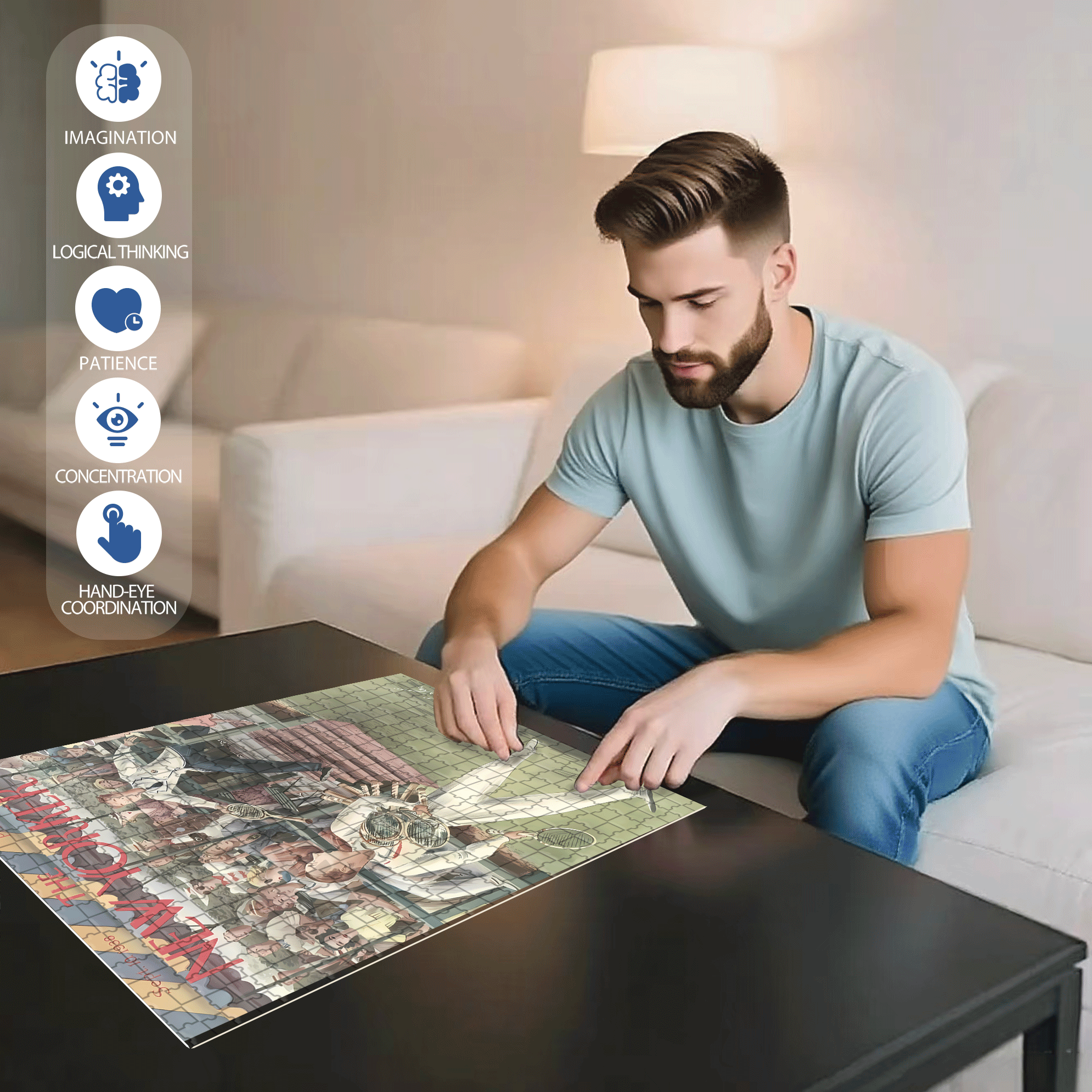 Many Tennis Rackets 500pcs/1000pcs Jigsaw Puzzle, Scratch-Resistant, Interactive Family Game & Brain-Boosting DIY Decor, Perfect for Halloween, Christmas & New Year Gifts, Family Puzzle Game