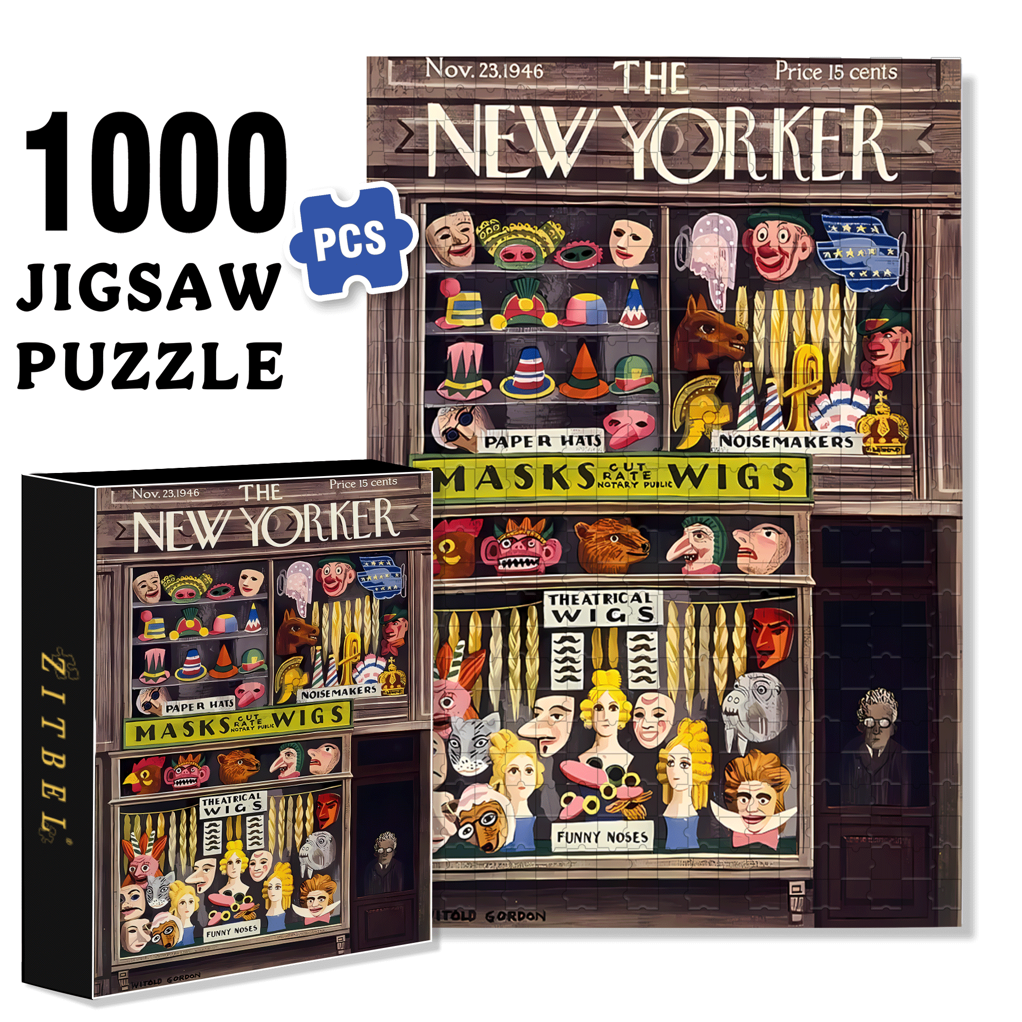 Masks Wigs 500pcs/1000pcs Jigsaw Puzzle, Scratch-Resistant, Interactive Family Game & Brain-Boosting DIY Decor, Perfect for Halloween, Christmas & New Year Gifts, Family Puzzle Game