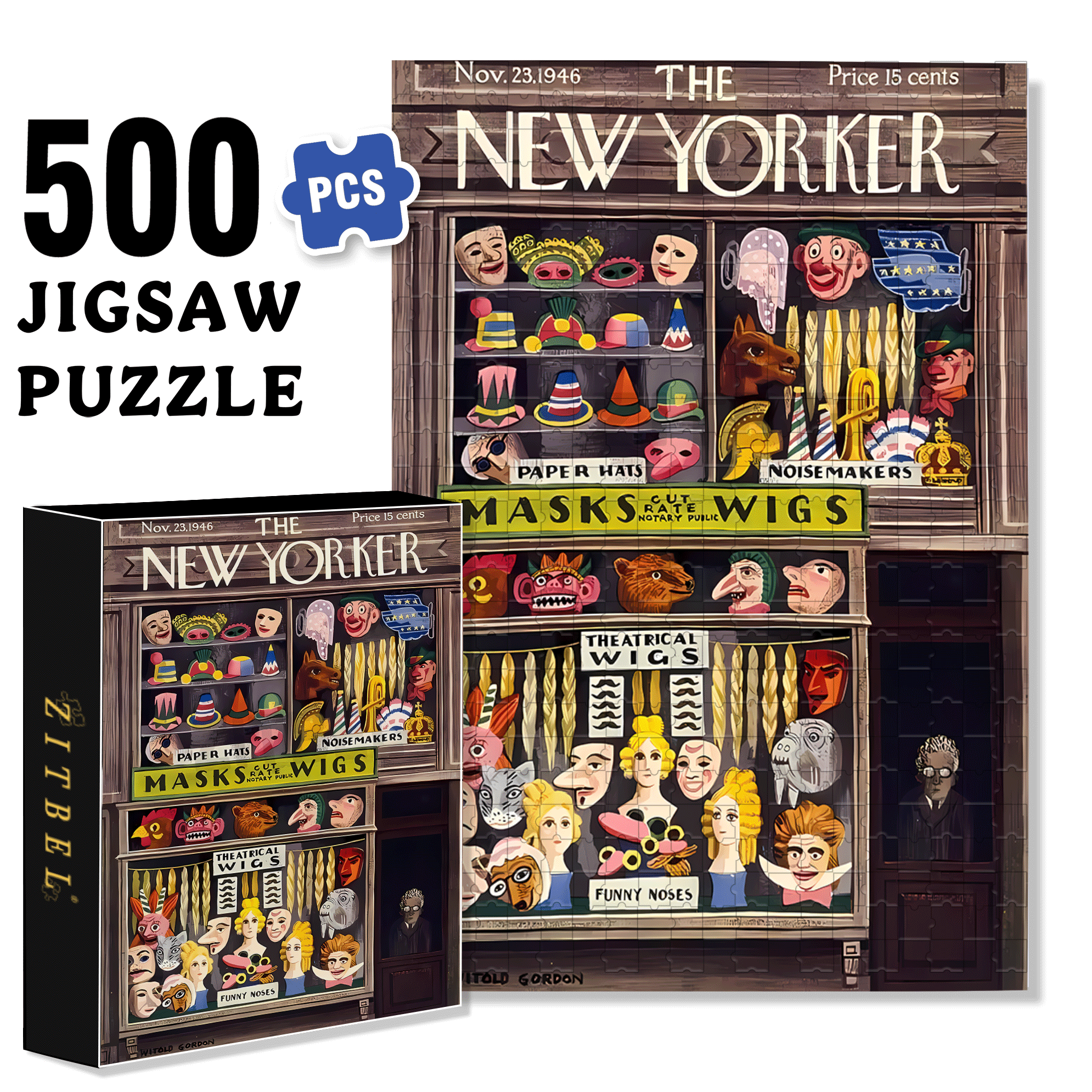 Masks Wigs 500pcs/1000pcs Jigsaw Puzzle, Scratch-Resistant, Interactive Family Game & Brain-Boosting DIY Decor, Perfect for Halloween, Christmas & New Year Gifts, Family Puzzle Game