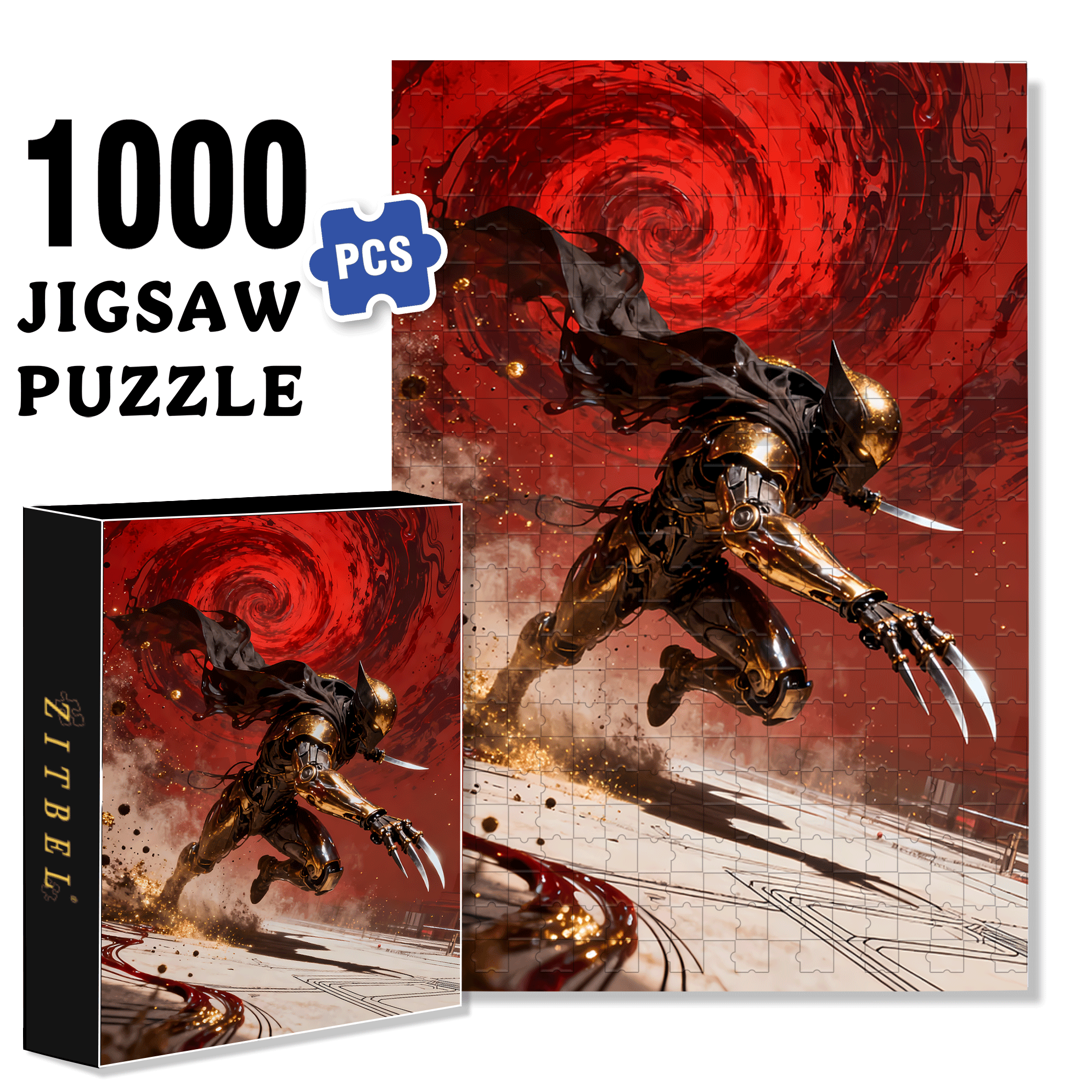 Metal Mech 500pcs/1000pcs Jigsaw Puzzle, Scratch-Resistant, Interactive Family Game & Brain-Boosting DIY Decor, Perfect for Halloween, Christmas & New Year Gifts, Family Puzzle Game
