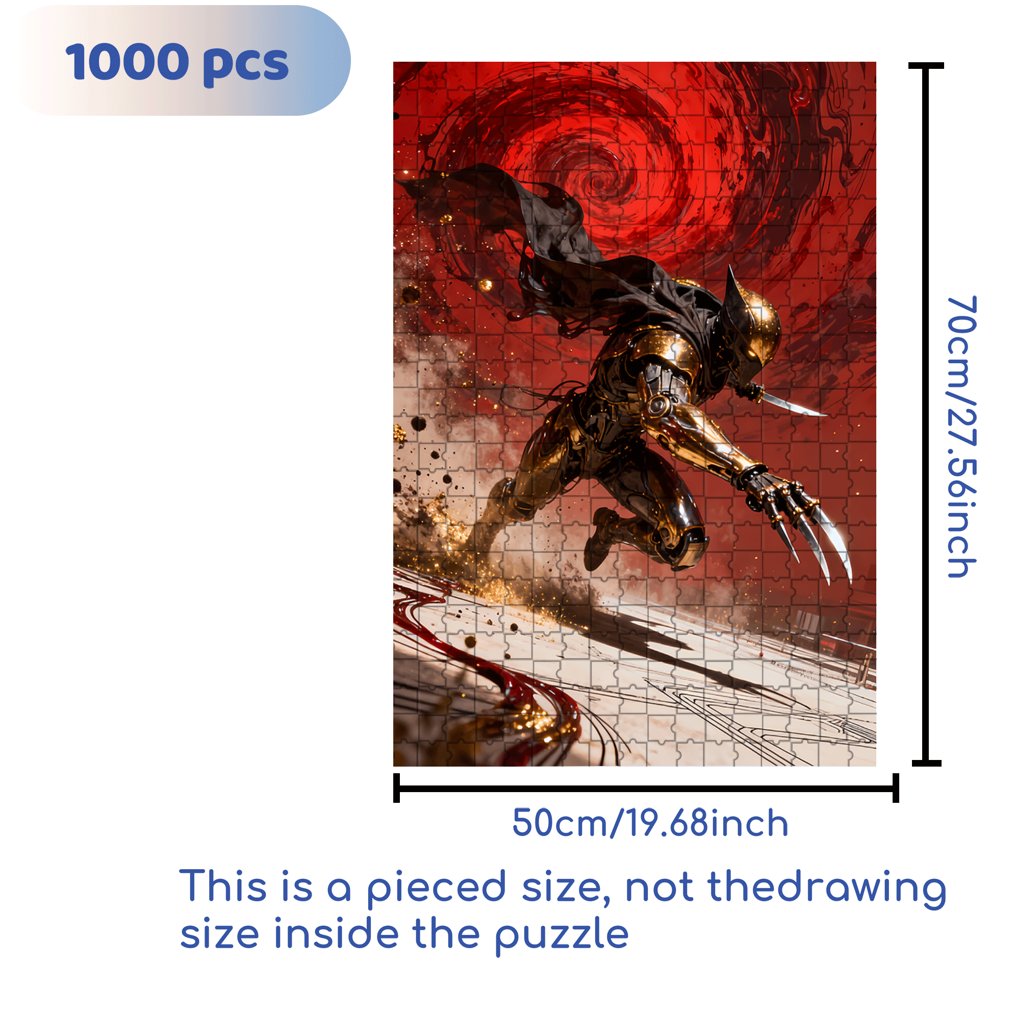 Metal Mech 500pcs/1000pcs Jigsaw Puzzle, Scratch-Resistant, Interactive Family Game & Brain-Boosting DIY Decor, Perfect for Halloween, Christmas & New Year Gifts, Family Puzzle Game