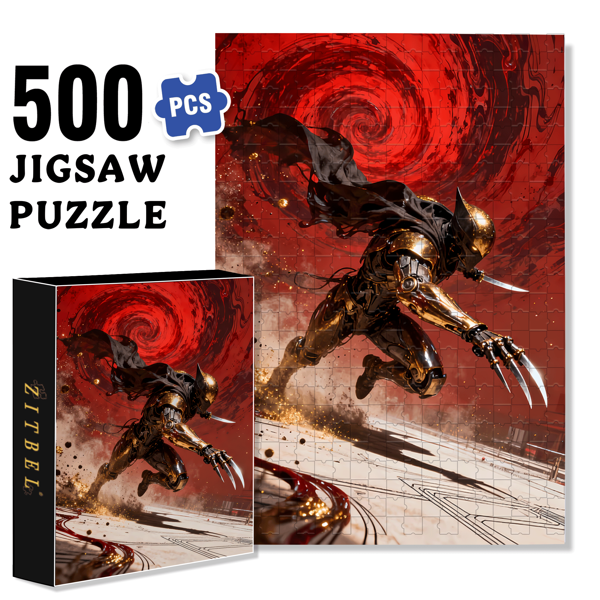 Metal Mech 500pcs/1000pcs Jigsaw Puzzle, Scratch-Resistant, Interactive Family Game & Brain-Boosting DIY Decor, Perfect for Halloween, Christmas & New Year Gifts, Family Puzzle Game
