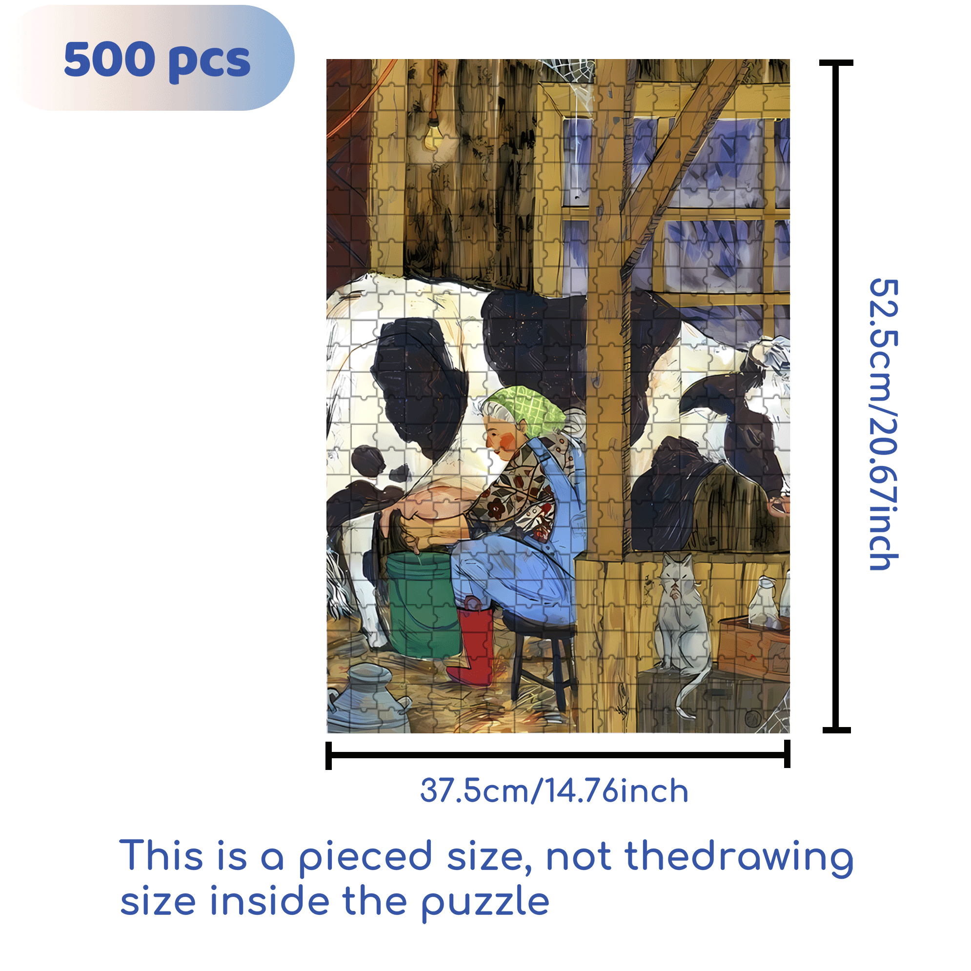 Milkmaids 500pcs/1000pcs Jigsaw Puzzle, Scratch-Resistant, Interactive Family Game & Brain-Boosting DIY Decor, Perfect for Halloween, Christmas & New Year Gifts, Family Puzzle Game