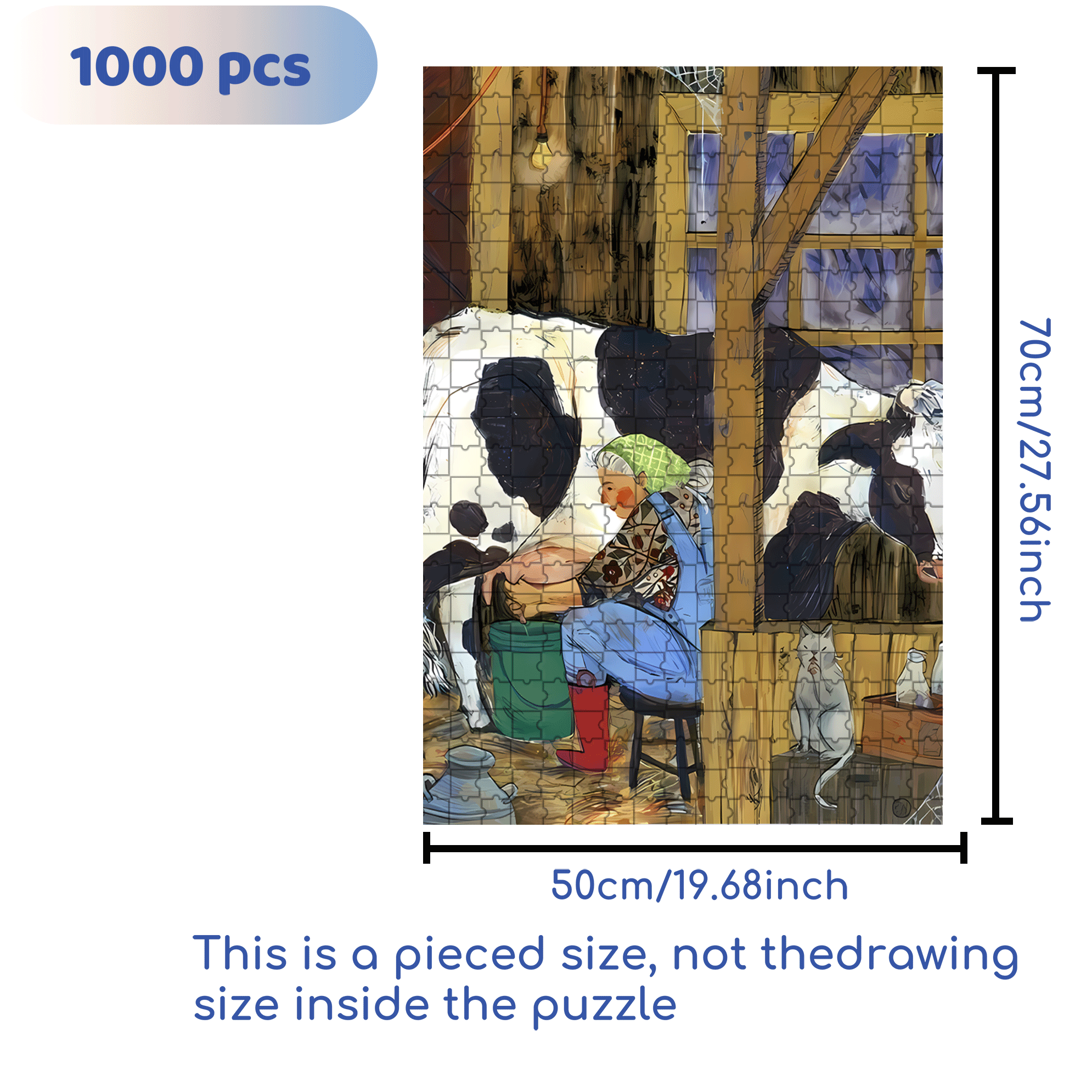Milkmaids 500pcs/1000pcs Jigsaw Puzzle, Scratch-Resistant, Interactive Family Game & Brain-Boosting DIY Decor, Perfect for Halloween, Christmas & New Year Gifts, Family Puzzle Game