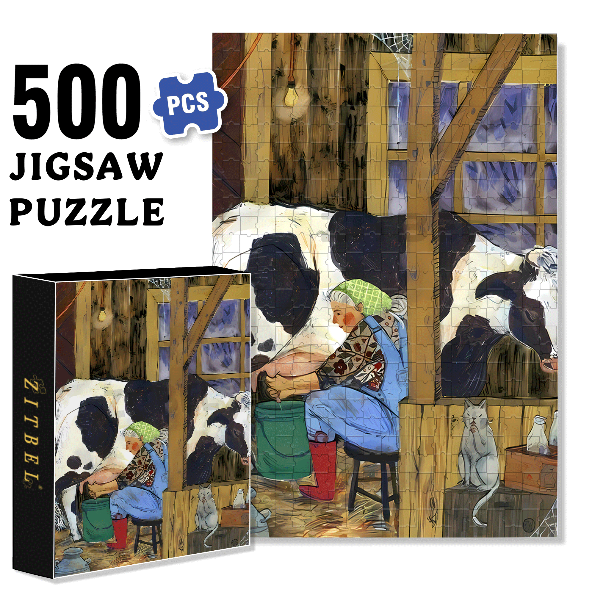 Milkmaids 500pcs/1000pcs Jigsaw Puzzle, Scratch-Resistant, Interactive Family Game & Brain-Boosting DIY Decor, Perfect for Halloween, Christmas & New Year Gifts, Family Puzzle Game