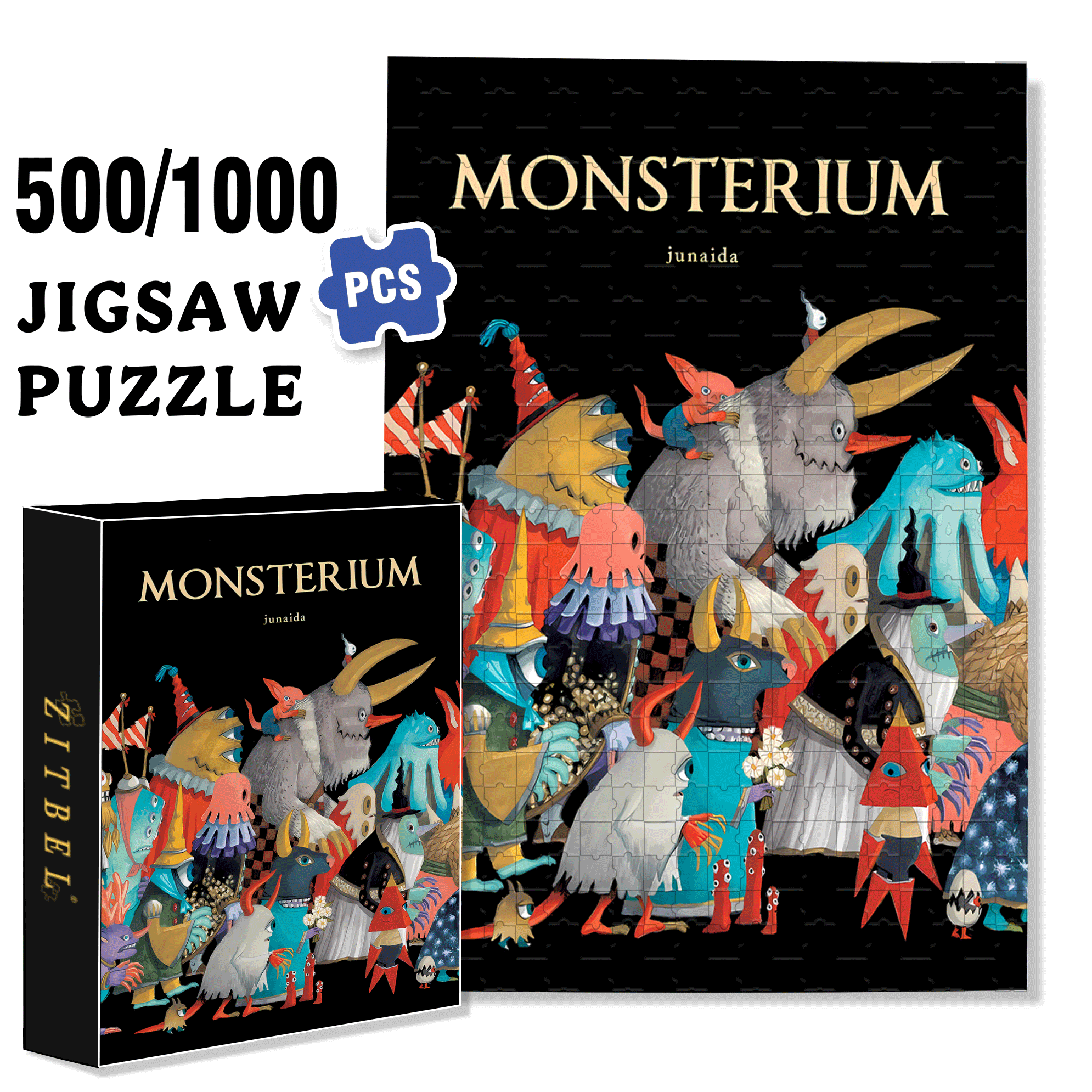 Monsterium 500pcs/1000pcs Jigsaw Puzzle, Scratch-Resistant, Interactive Family Game & Brain-Boosting DIY Decor, Perfect for Halloween, Christmas & New Year Gifts, Family Puzzle Game