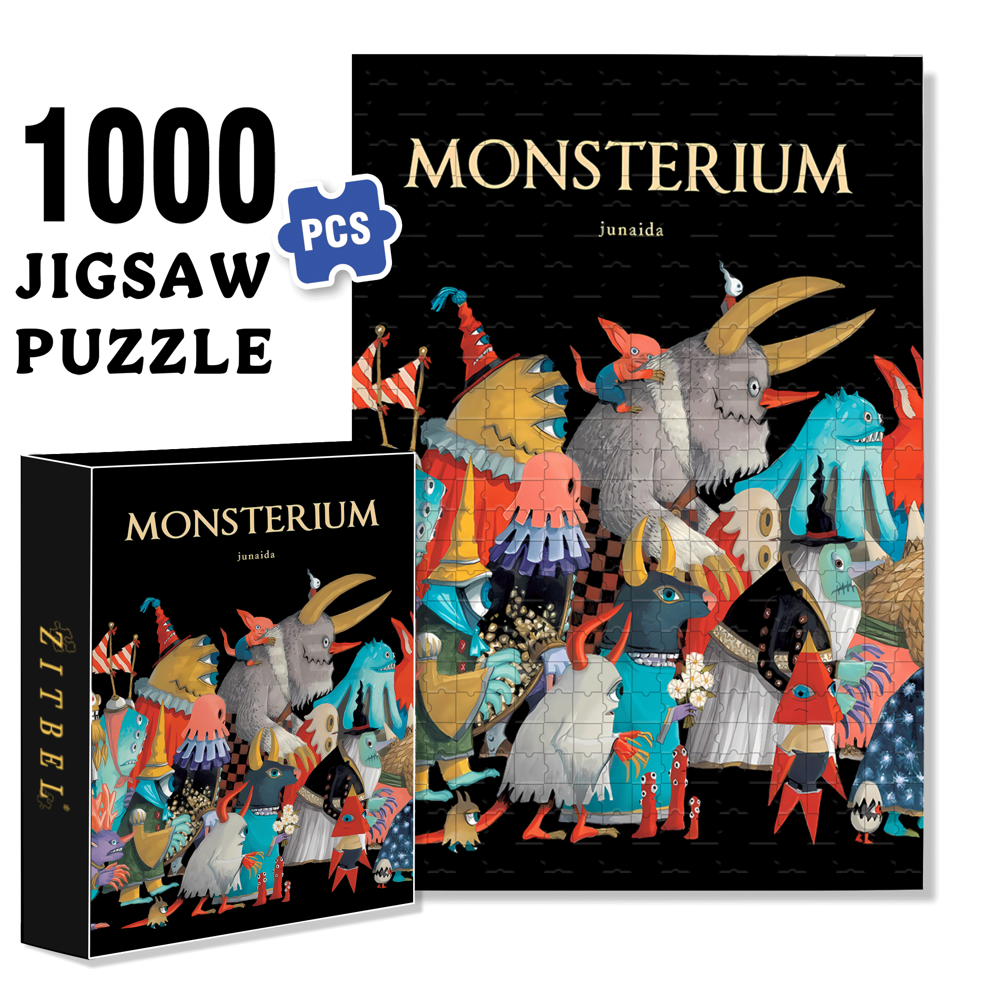 Monsterium 500pcs/1000pcs Jigsaw Puzzle, Scratch-Resistant, Interactive Family Game & Brain-Boosting DIY Decor, Perfect for Halloween, Christmas & New Year Gifts, Family Puzzle Game